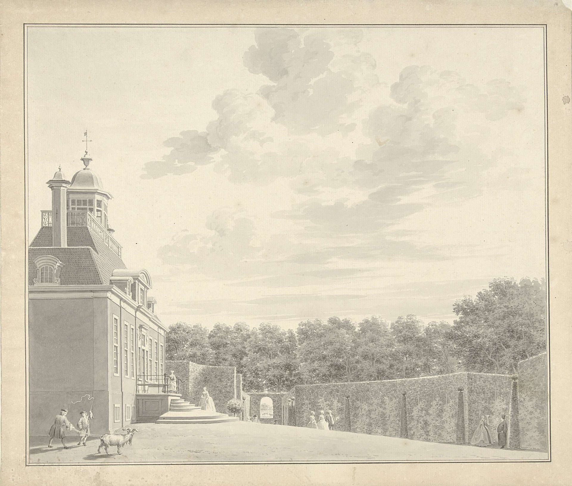 Het huis Spieringshoek tussen Schiedam en Vlaardingen; de voorgevel by Cornelis Pronk