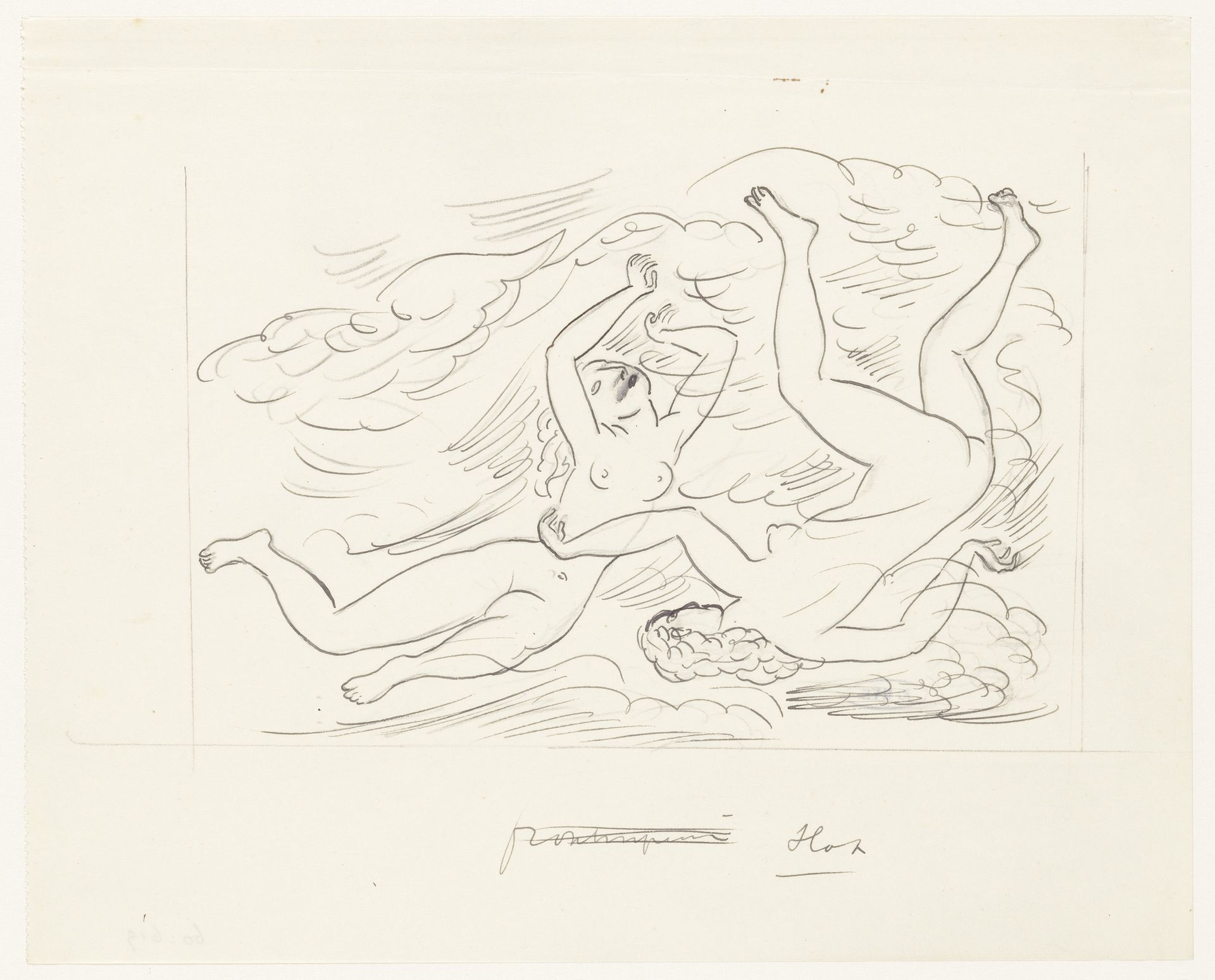 Twee naakte vrouwen, zwemmend by Leo Gestel