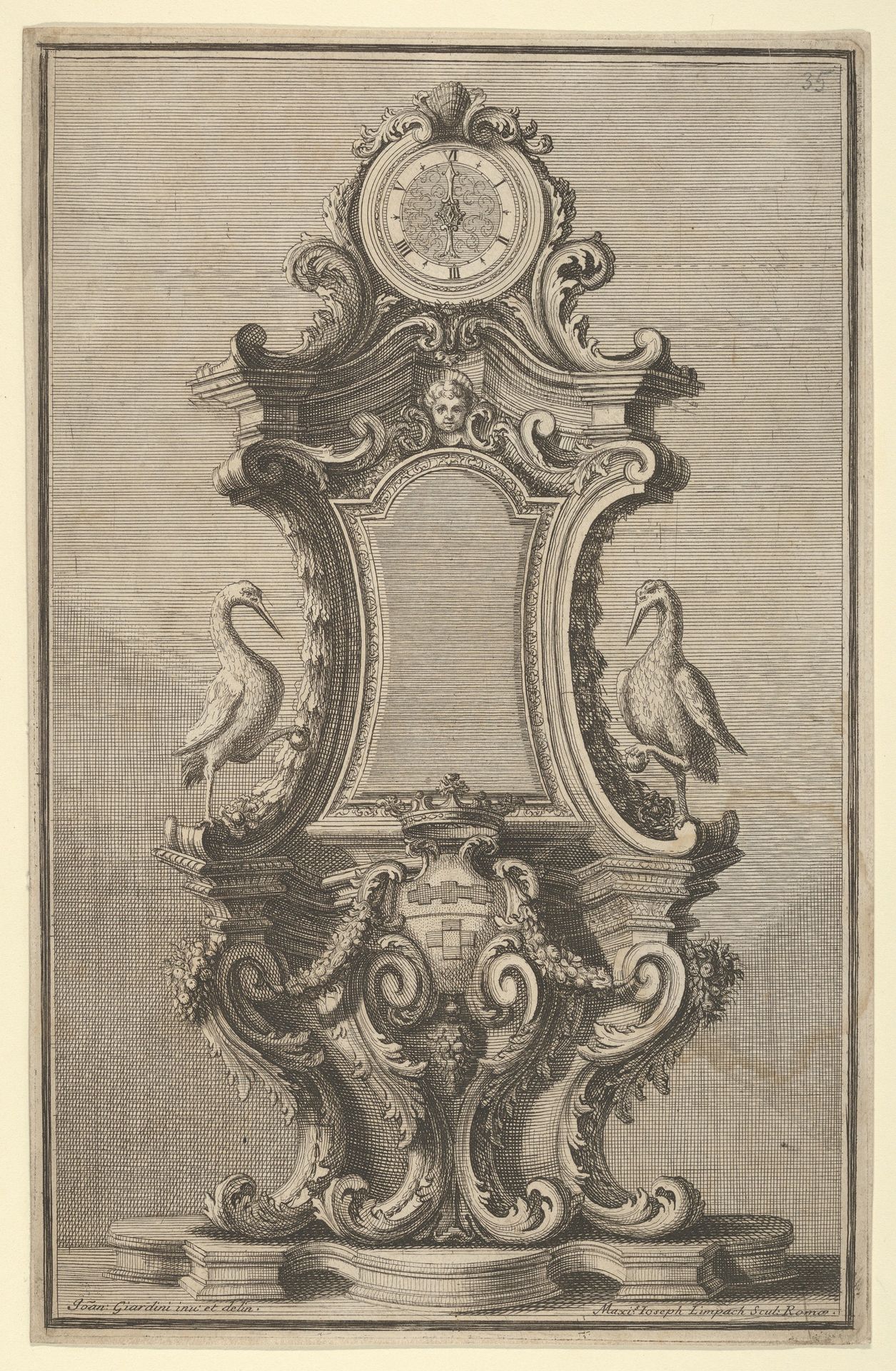 Design for a Clock, from 'Disegni Diversi' by Giovanni Giardini