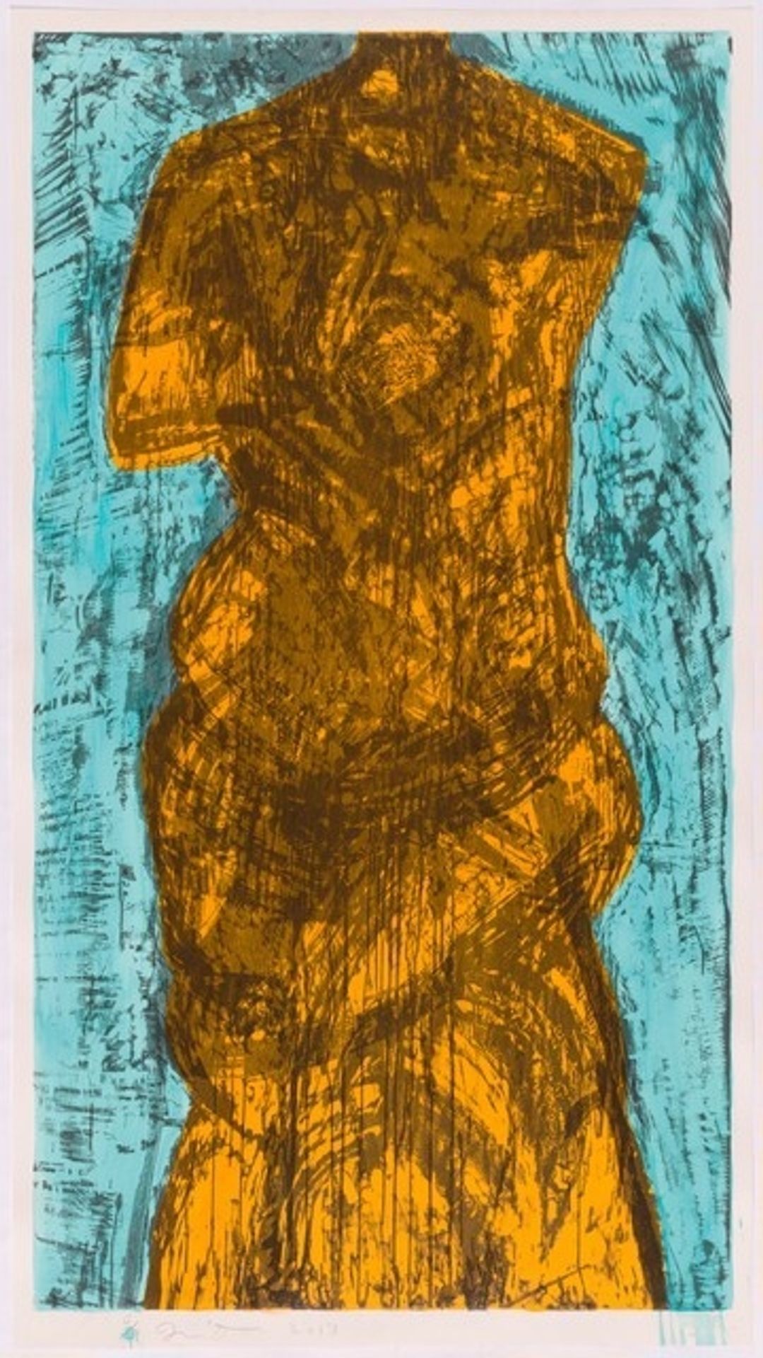Woodcut with Teal and Yellow by Jim Dine
