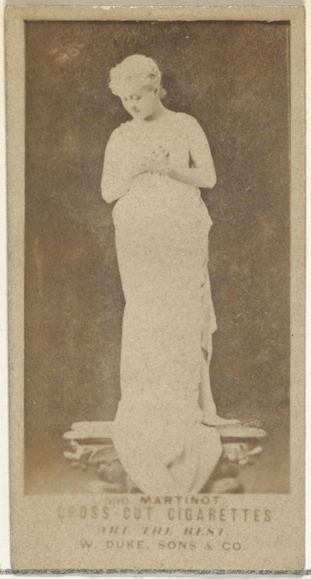 Card Number 590, Sadie Martinot, from the Actors and Actresses series (N145-3) issued by Duke Sons & Co. to promote Cross Cut Cigarettes by W. Duke, Sons & Co.