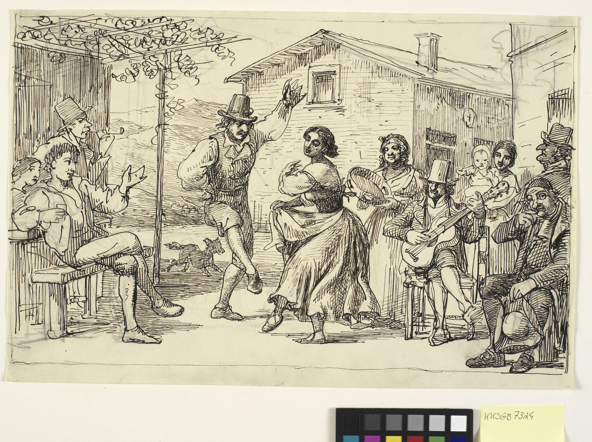 Dans uden for et osteri by Wilhelm Marstrand