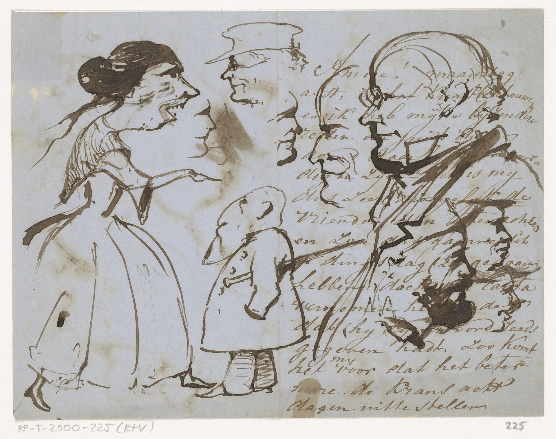 Studieblad met figuren by Johannes Tavenraat
