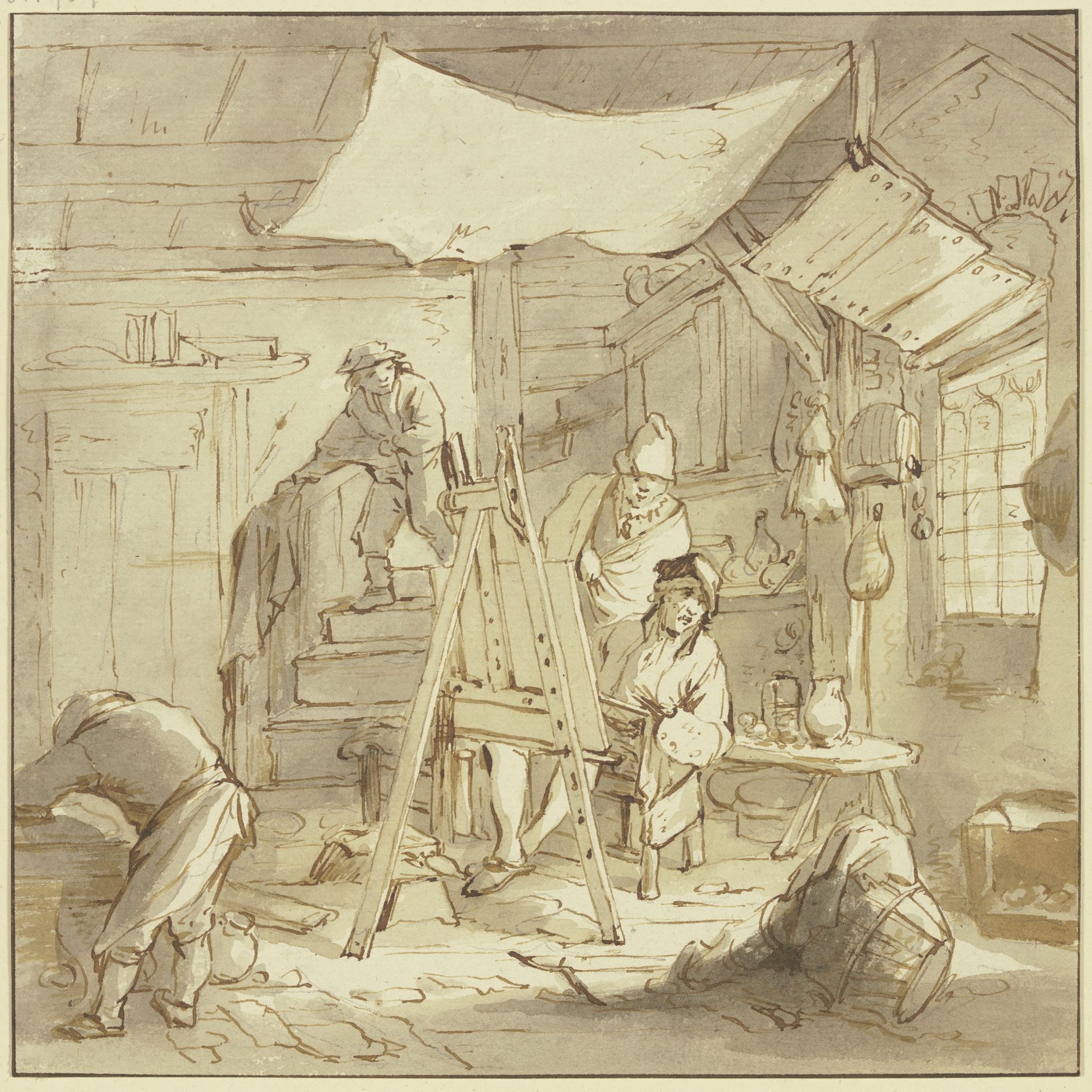 The painter's workshop by Isaac van Ostade