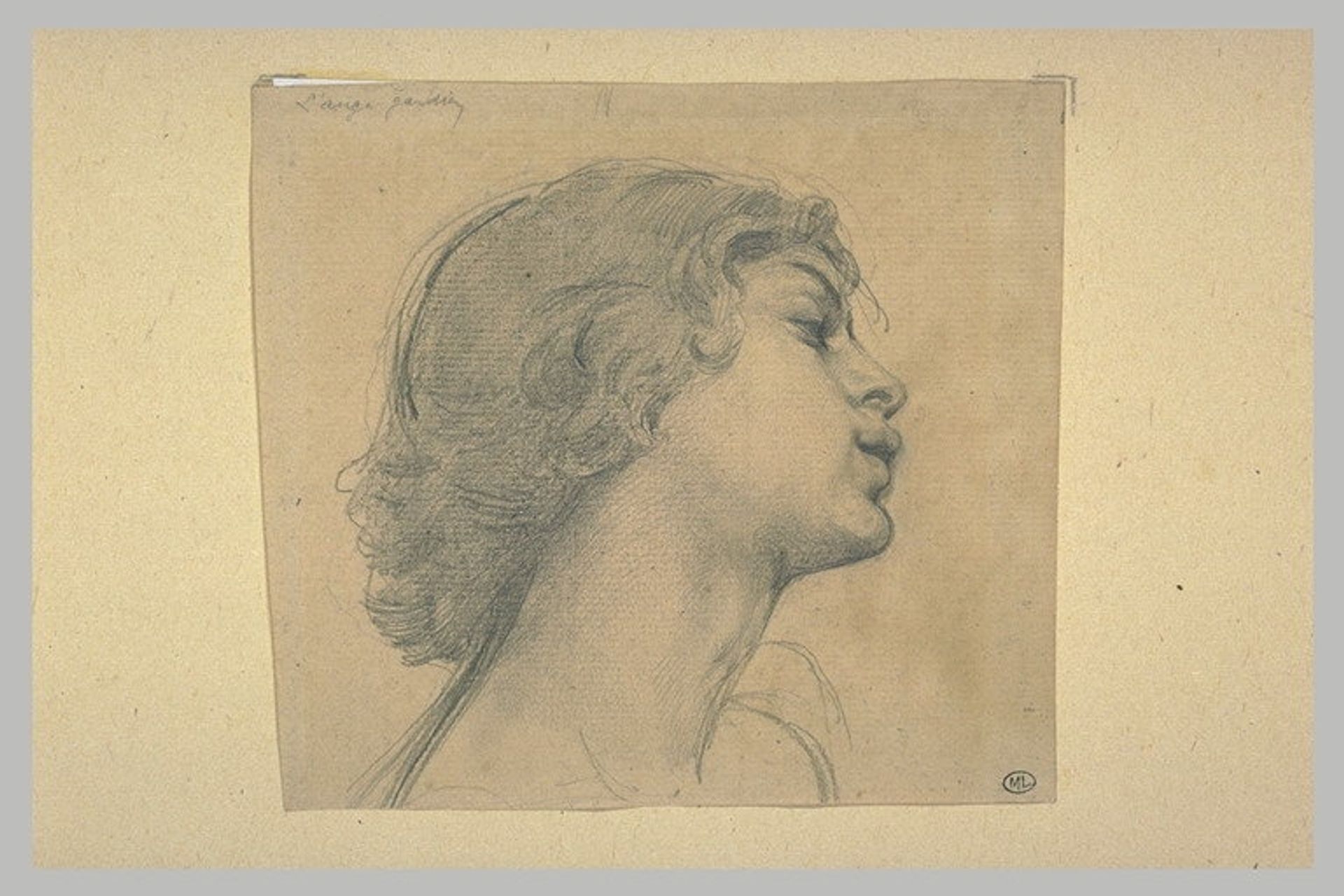 Young man head, in profile to the right by Luc-Olivier Merson