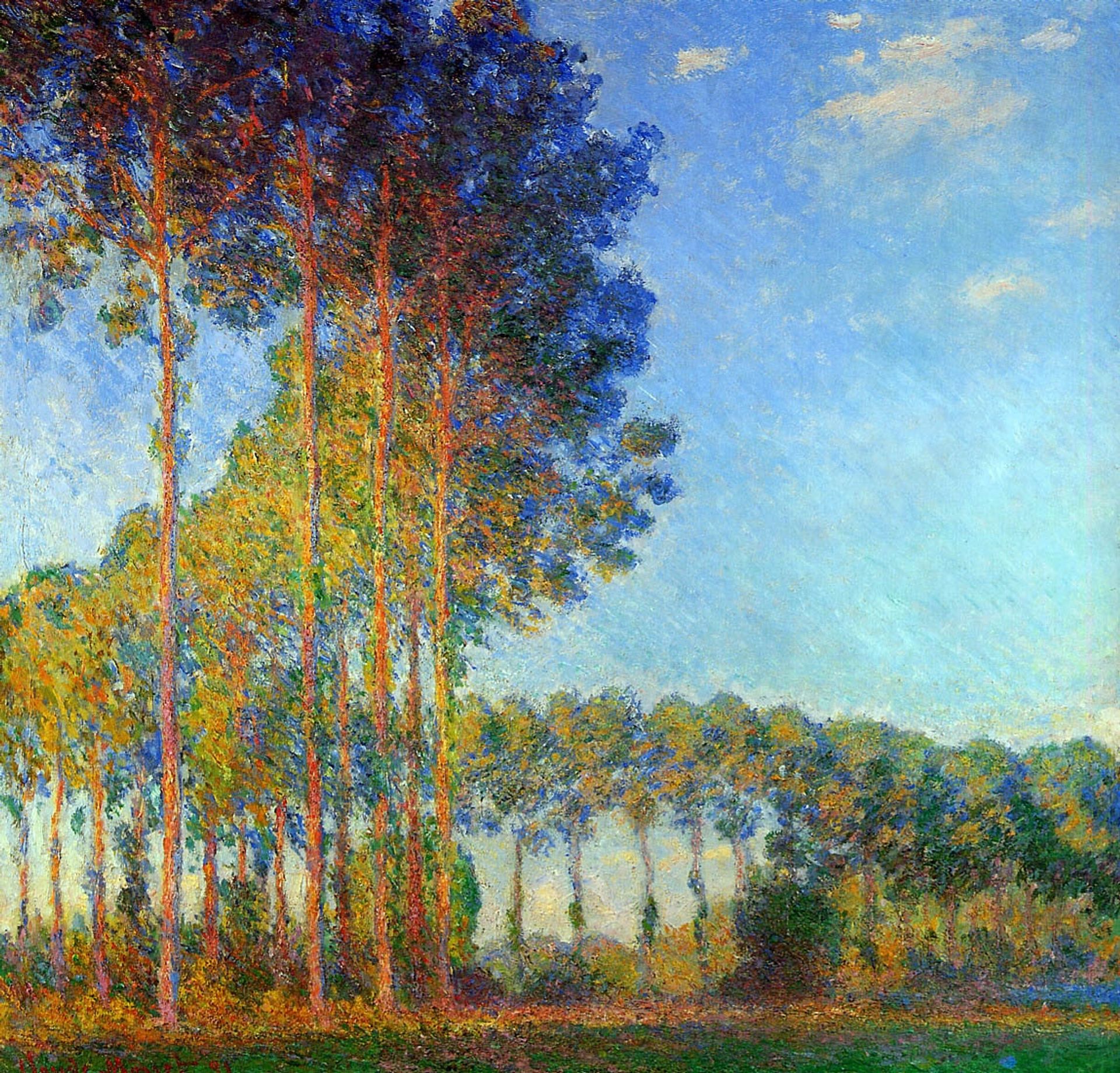 Poplars on the Banks of the River Epte, Seen from the Marsh by Claude Monet