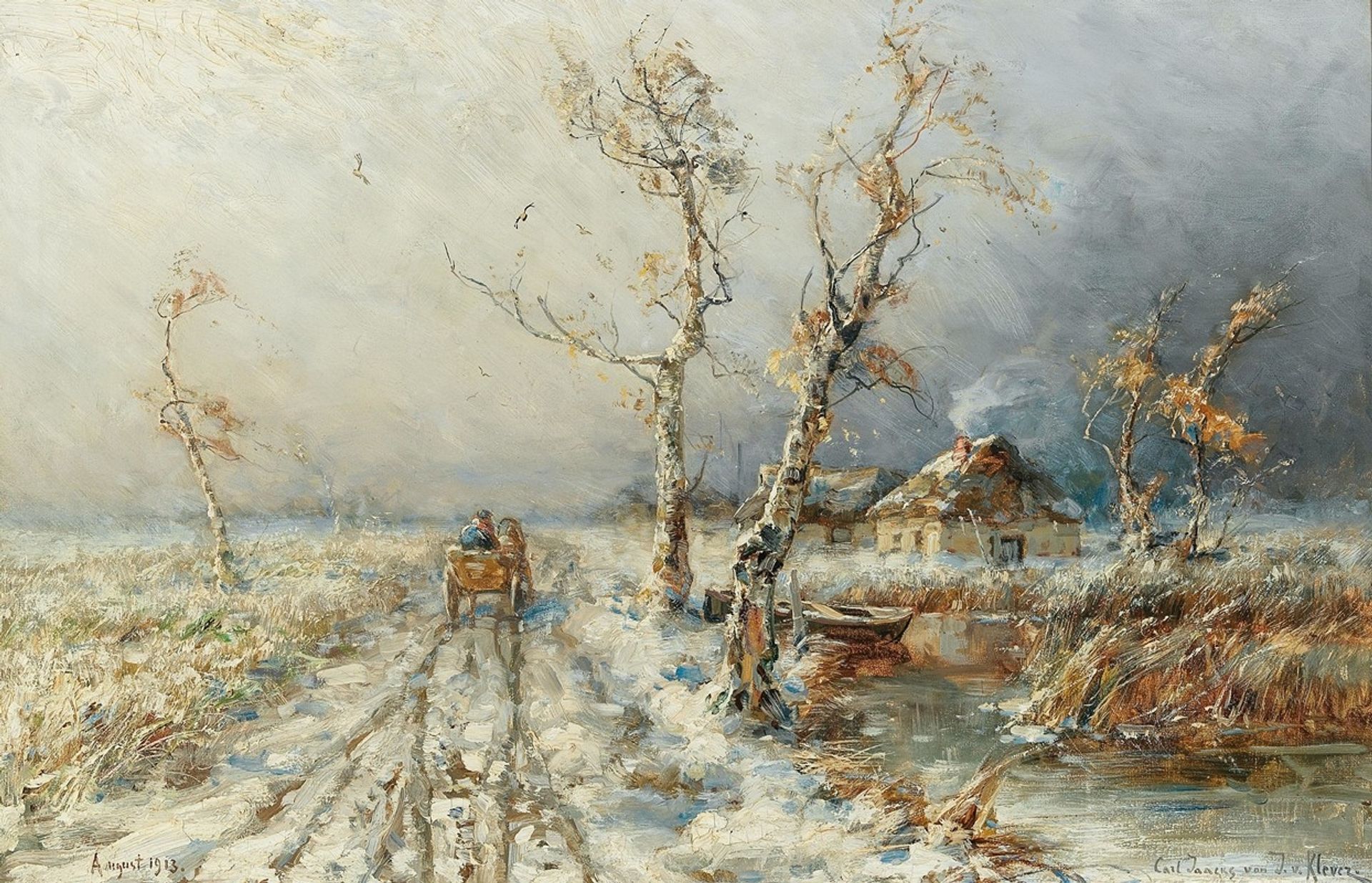 A Storm in a Snow Landscape by Julius Sergius Klever