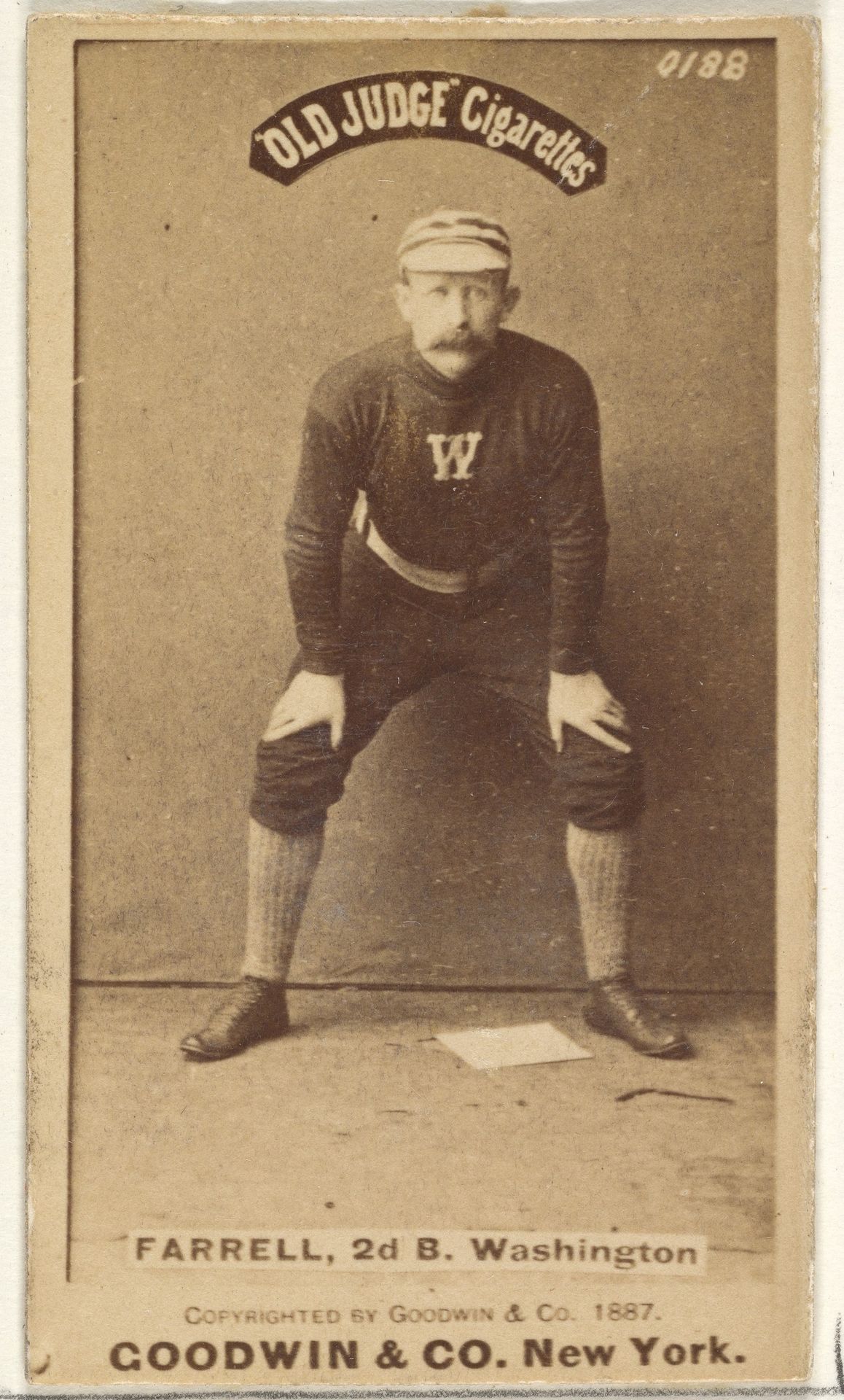 John A. "Jack" Farrell, 2nd Base, Washington Nationals, from the Old Judge series (N172) for Old Judge Cigarettes by Goodwin & Company