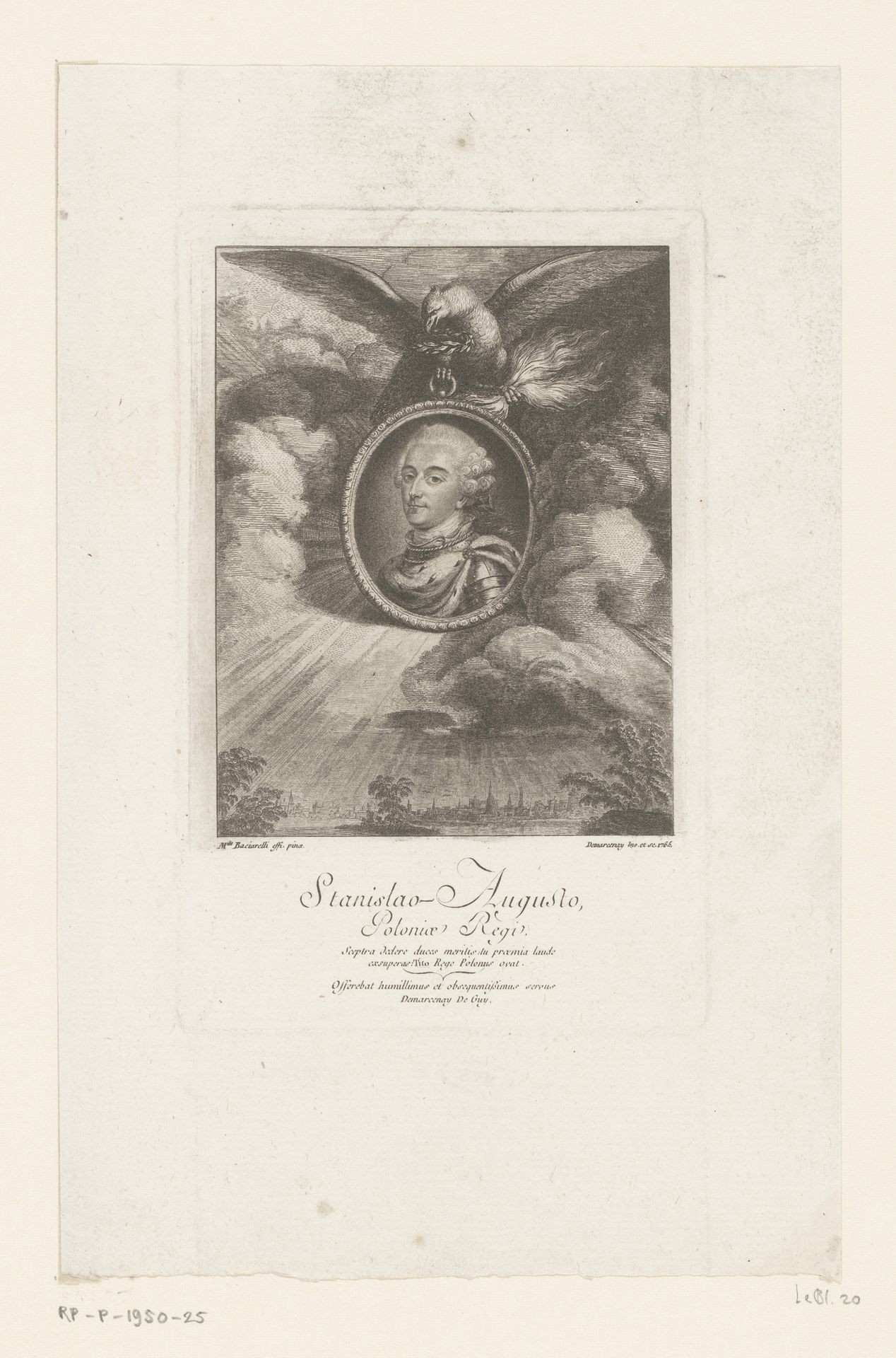 Medaillon met het portret van Stanisław August Poniatowski, gedragen door een adelaar by Antoine de Marcenay de Ghuy
