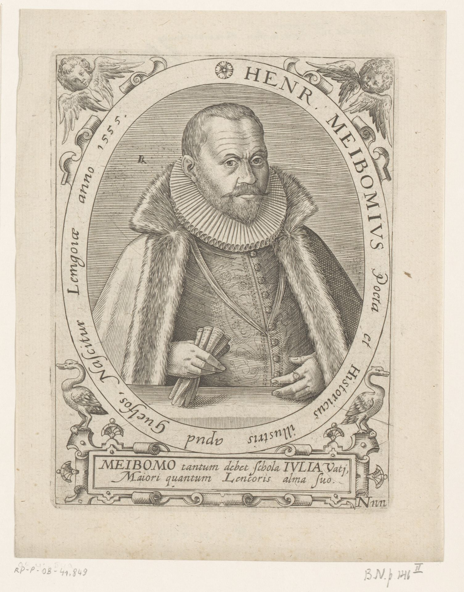 Portret van Heinrich Meibom by Robert Boissard