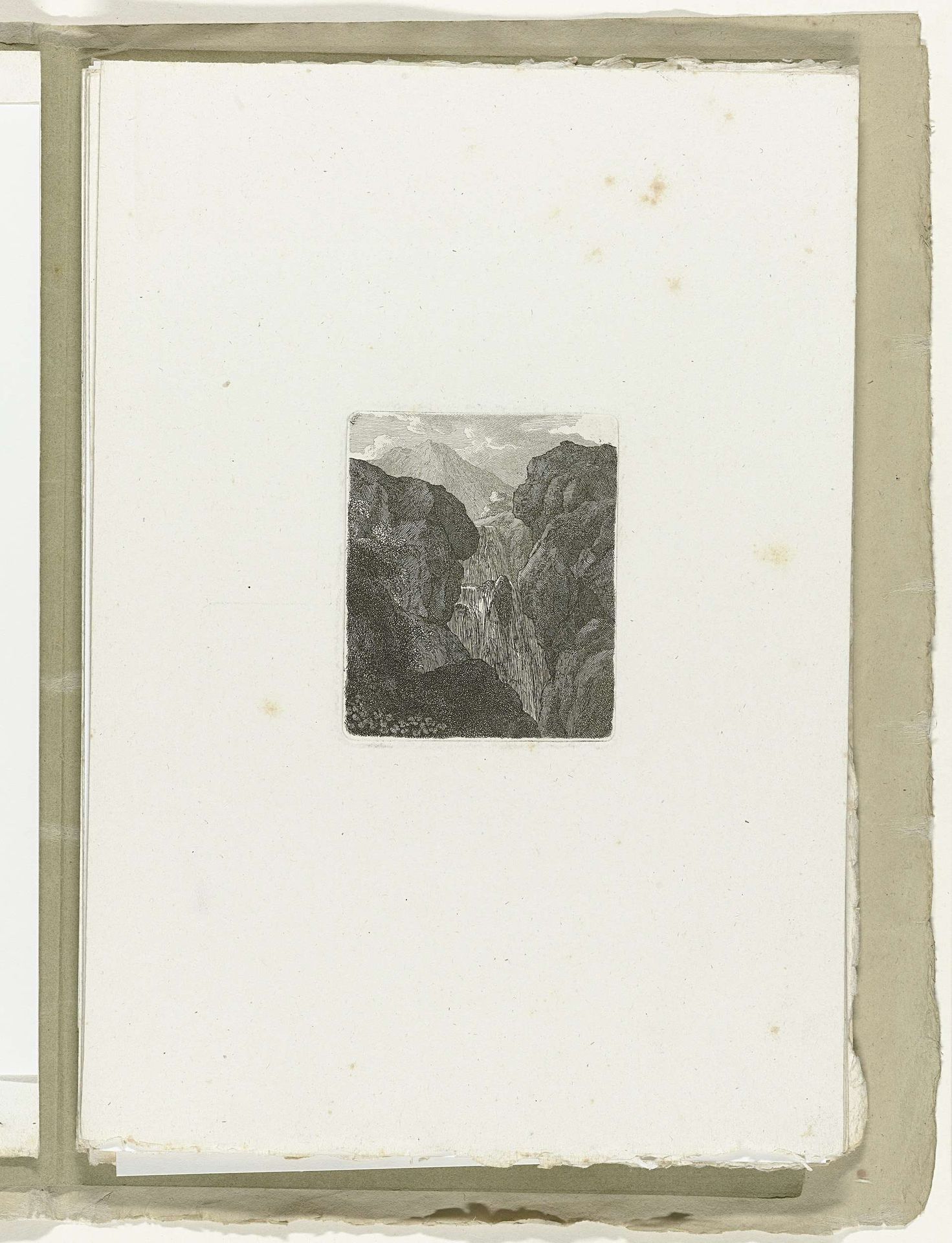 Waterval tussen steile rotsen by Carl August Lebschee