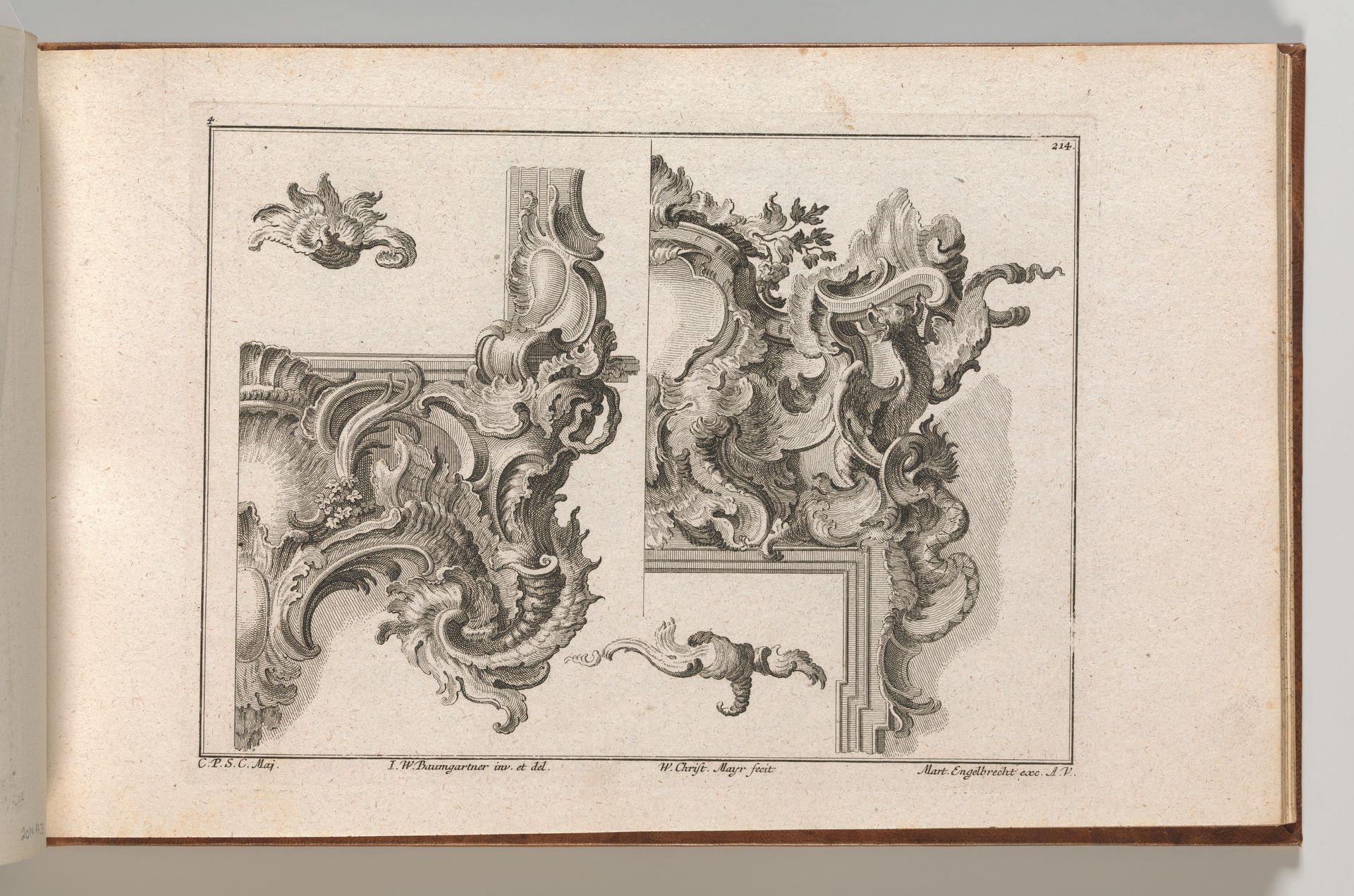 Suggestion for the Decoration of Lower Right and Top Right of an Altar Frame, Plate 4 from an Untitled Series with Rocailles Ornaments for Altar and Door Frames by Wolffgang Christoph Mayr