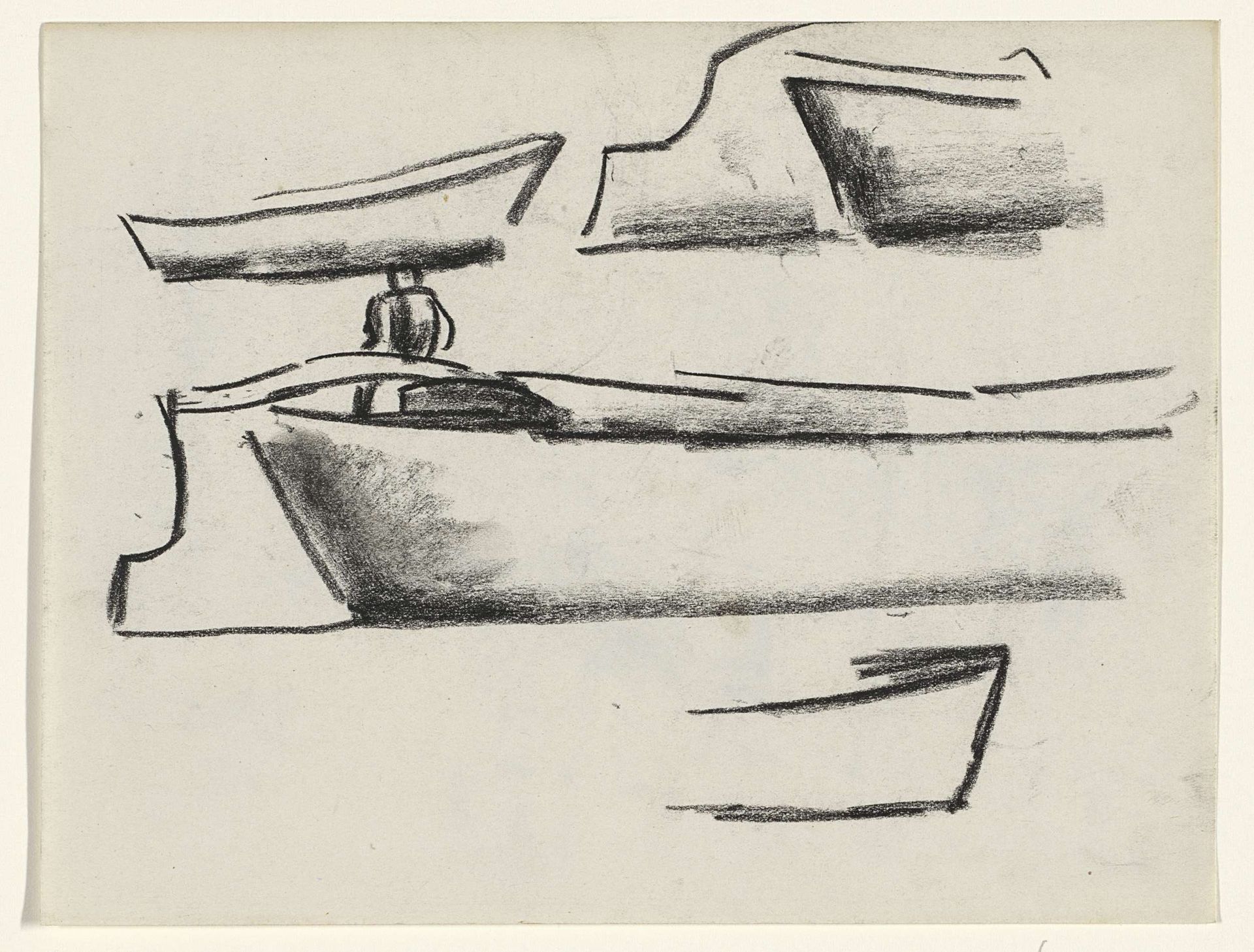 Schip met een man aan het roer by Leo Gestel