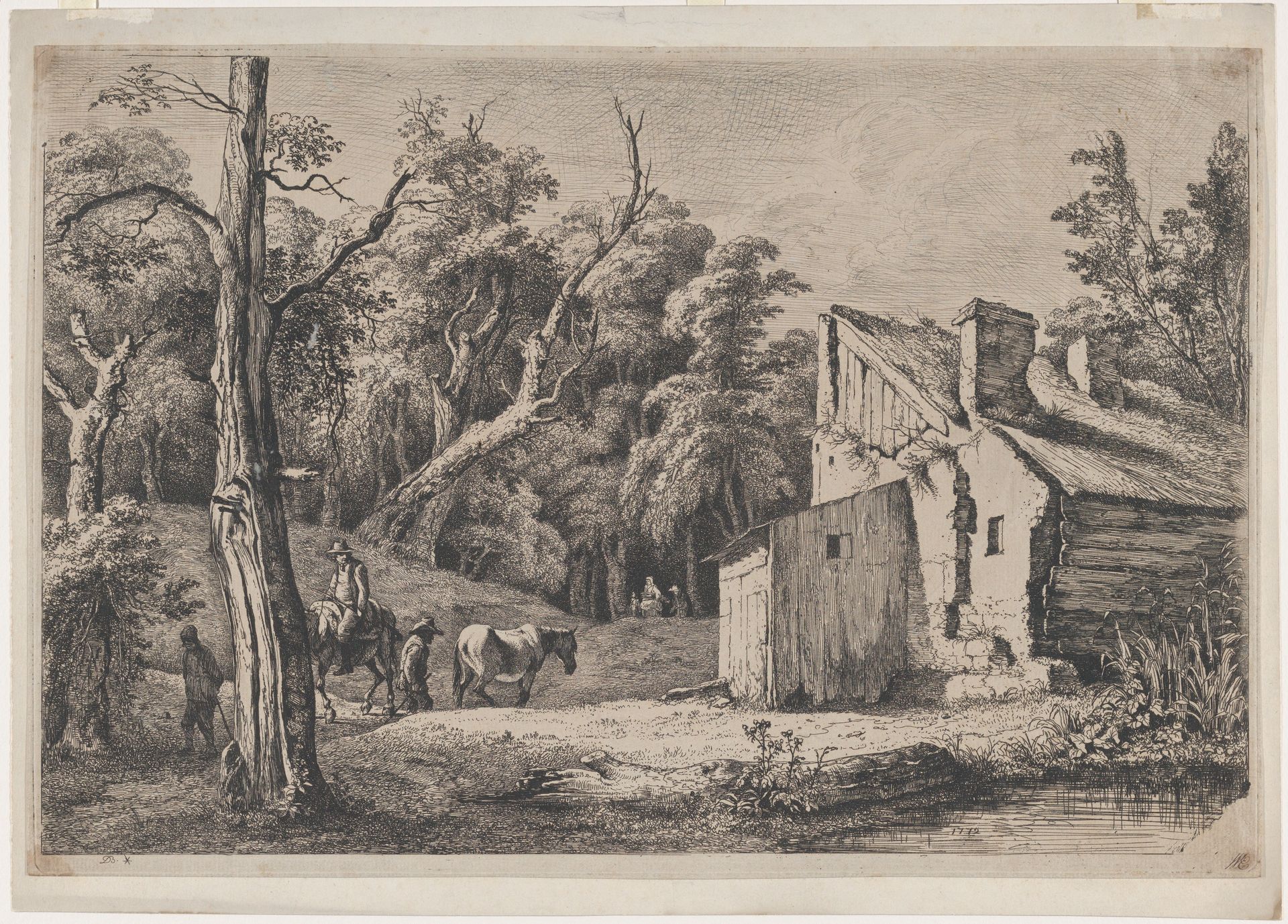 Entrance to the Forest of Brie with Cottage on the Right by Jean Jacques de Boissieu