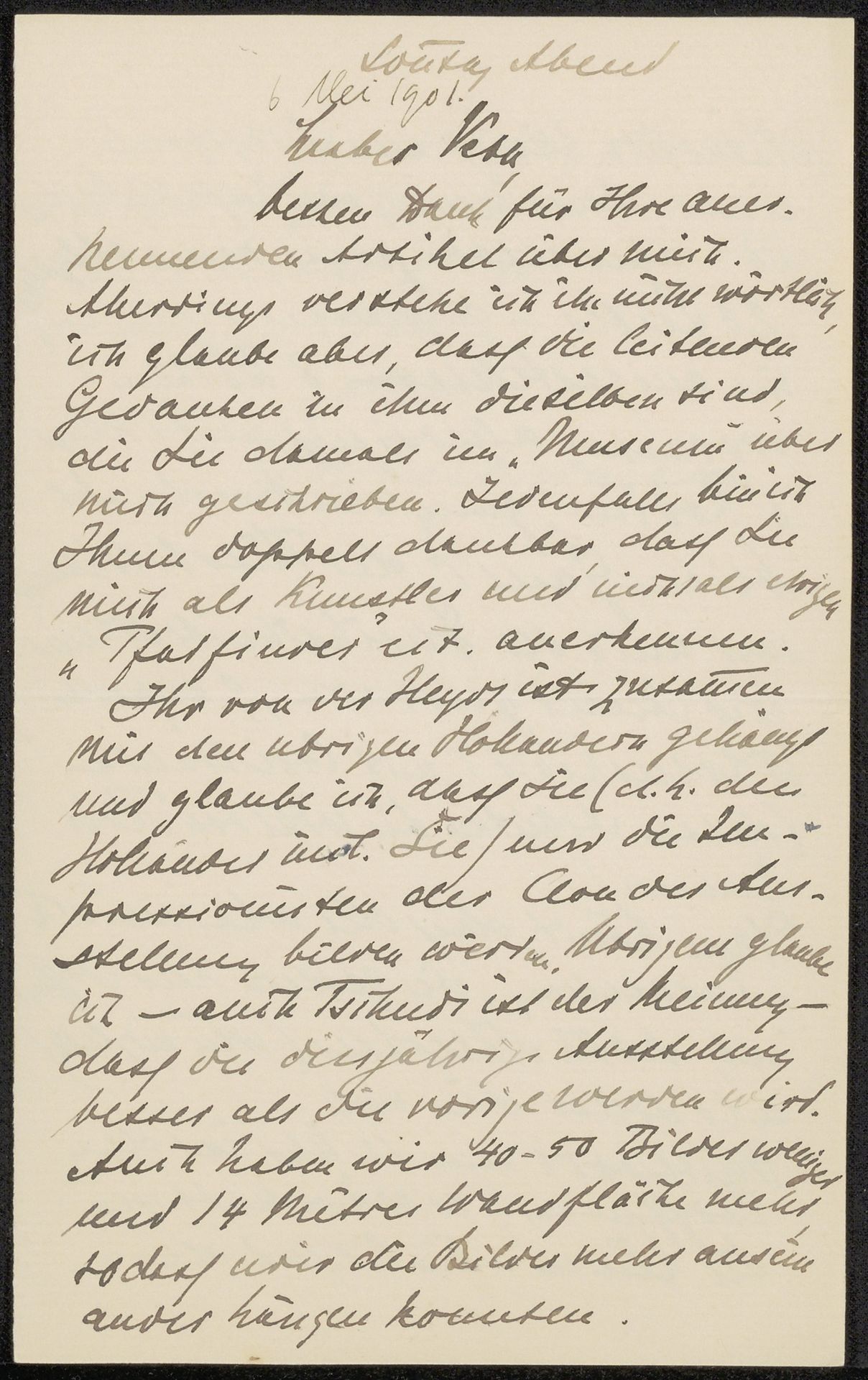 Brief aan Jan Veth by Max Liebermann