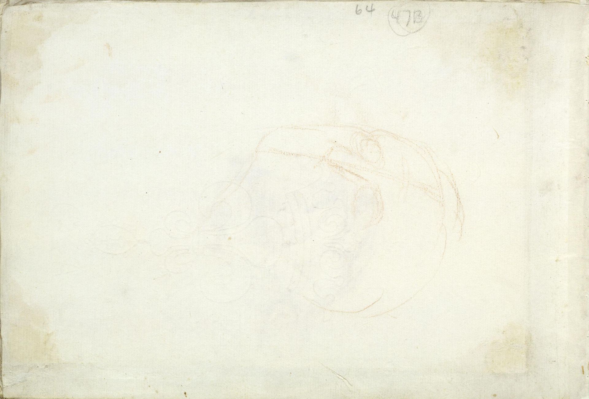 Blank page; verso: Outline of a Head by Jean-Honoré Fragonard