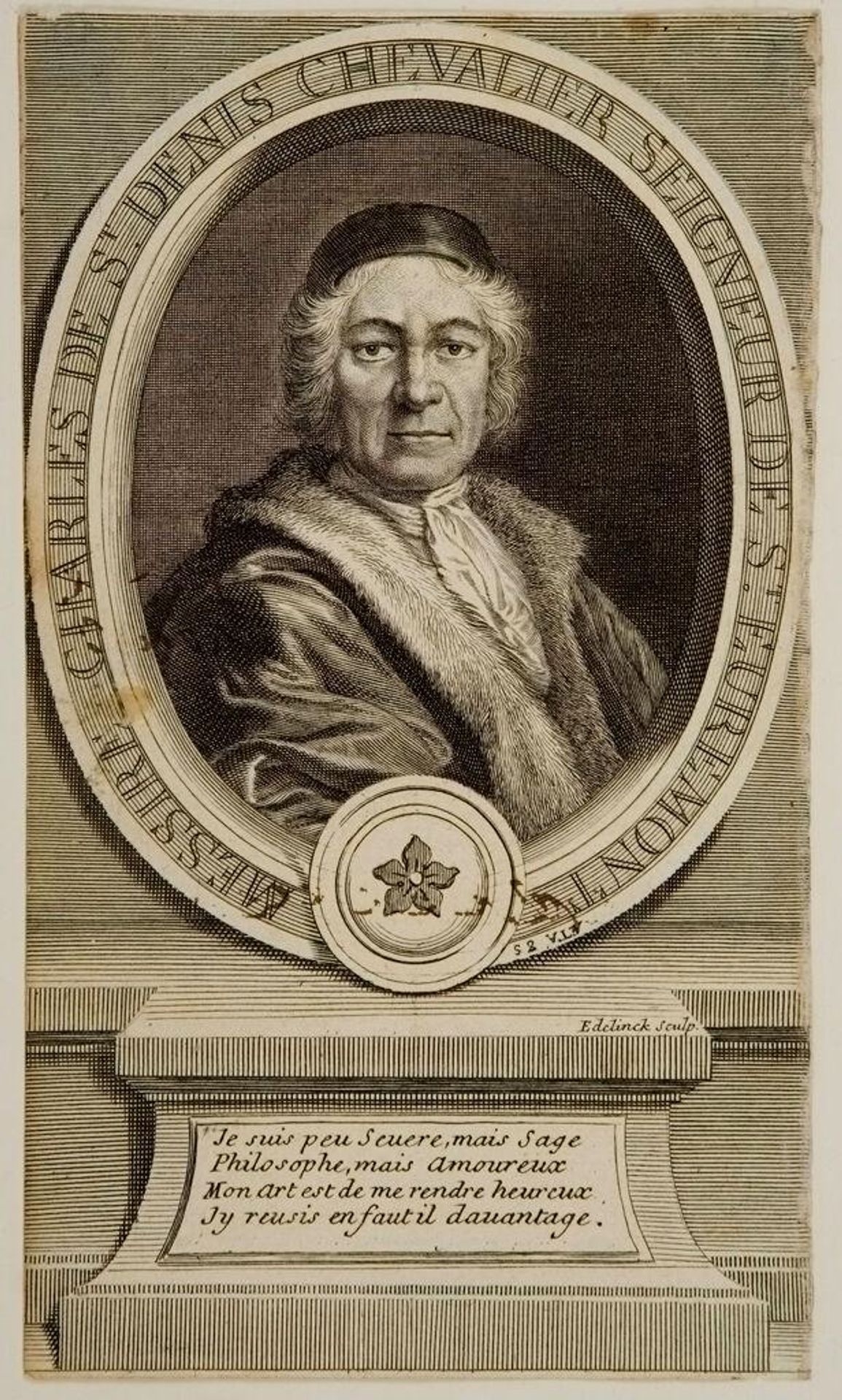 Saint Evremont, Charles de Saint Denis, chevalier, seigneur de by Gérard Edelinck