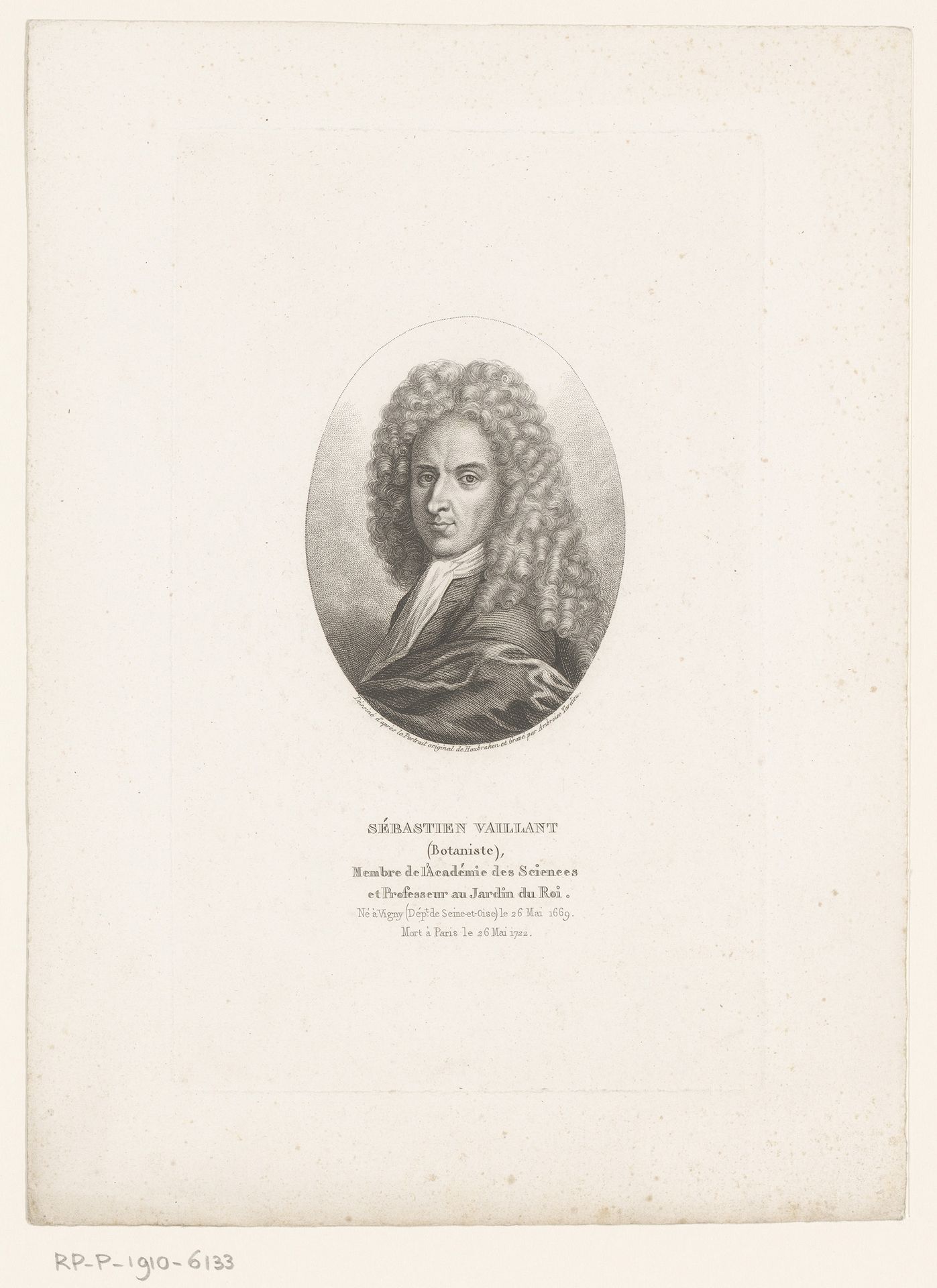 Portret van Sébastien Vaillant by Ambroise Tardieu