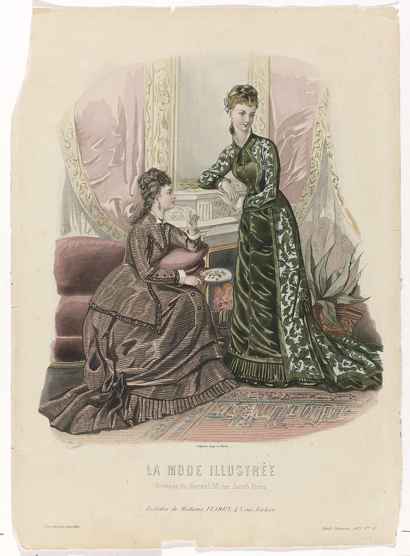 La Mode Illustrée, 1877, No. 51 : Toilettes de Madame Fladry (...) by J. Bonnard