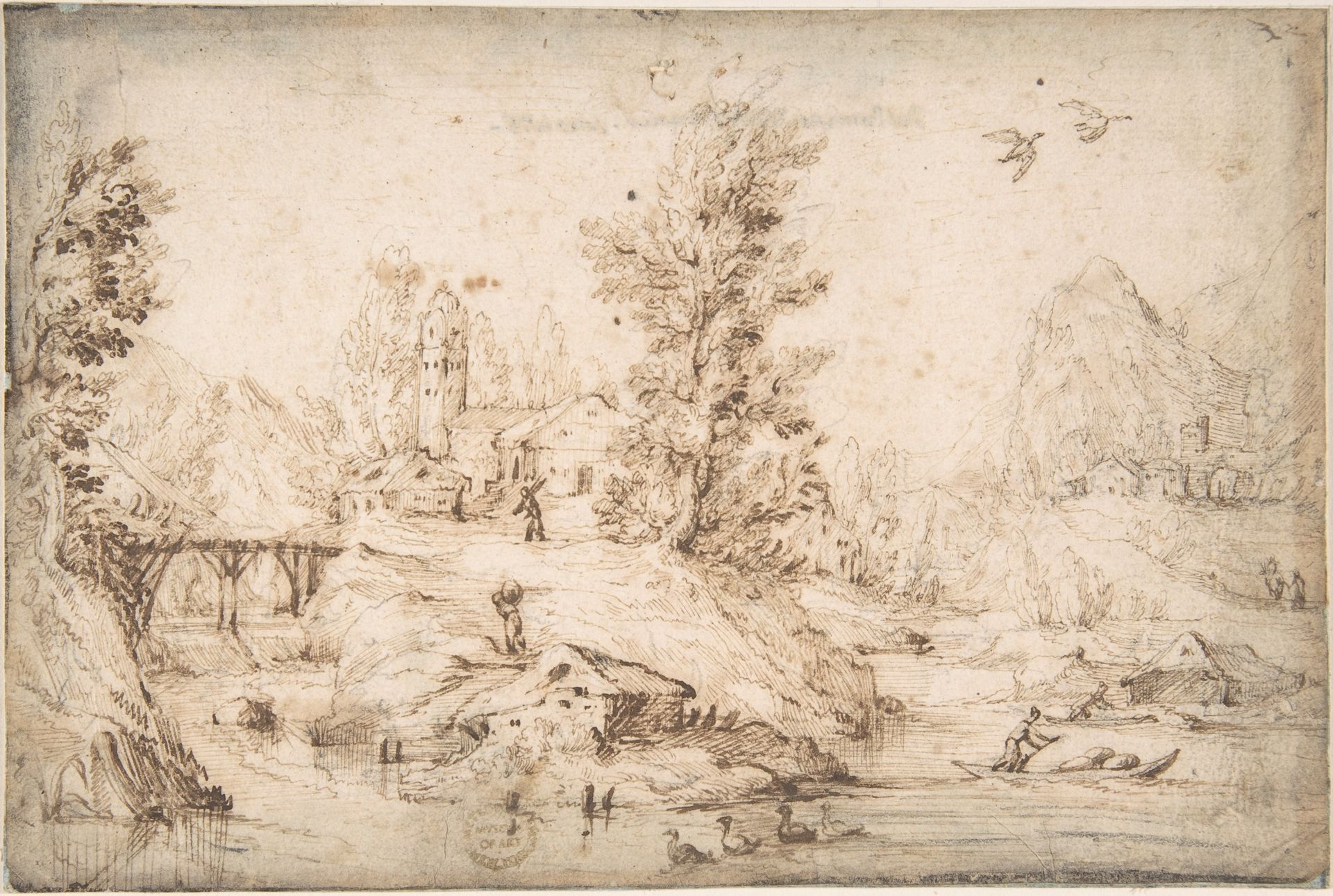 River View with Figures by Anonymous