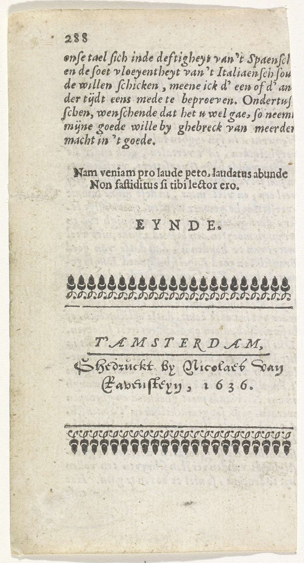 Blad uit een boek met adres van een uitgever by Nicolaes van Ravesteyn