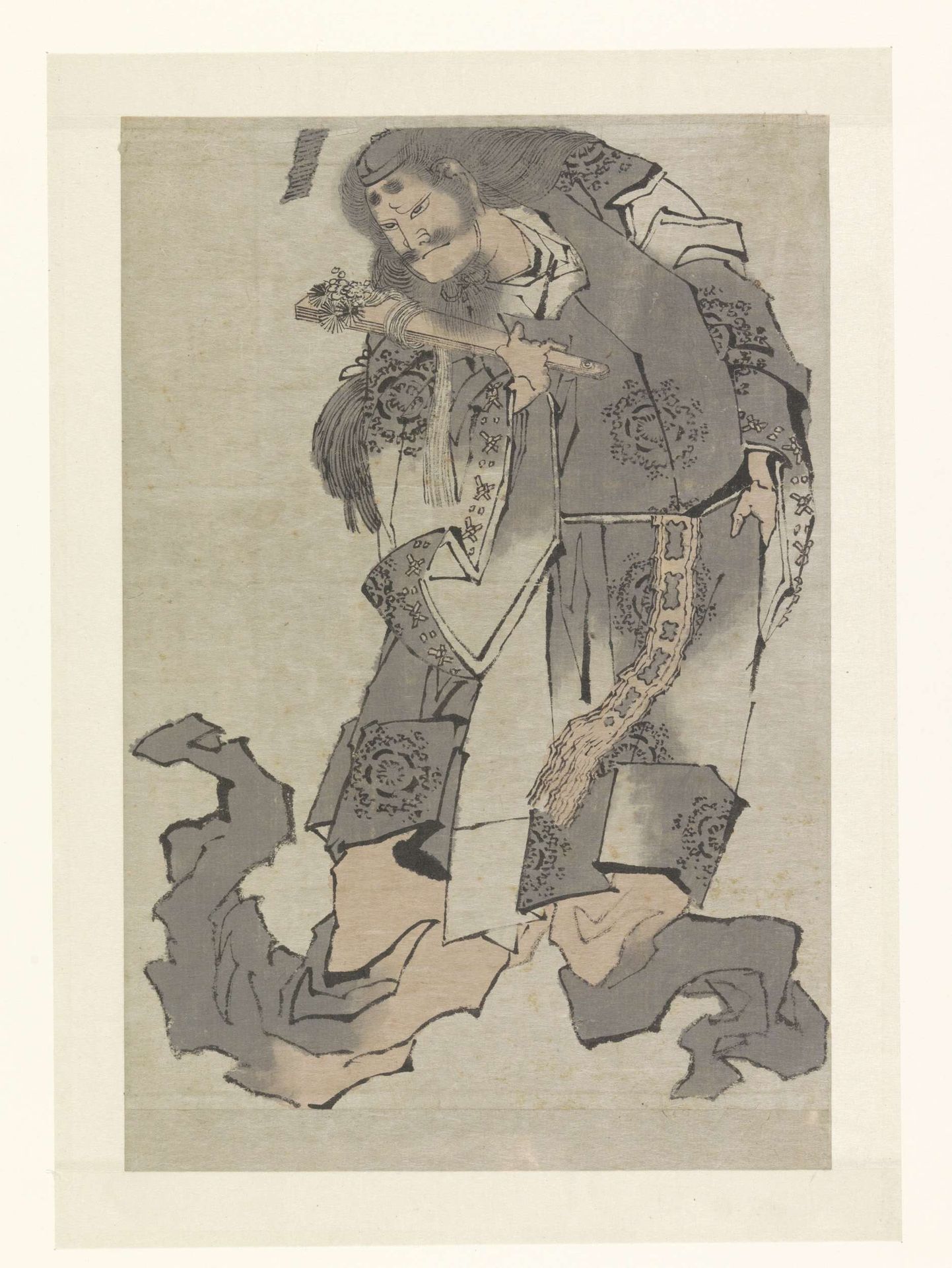 Krijger met waaier by Katsushika Hokusai