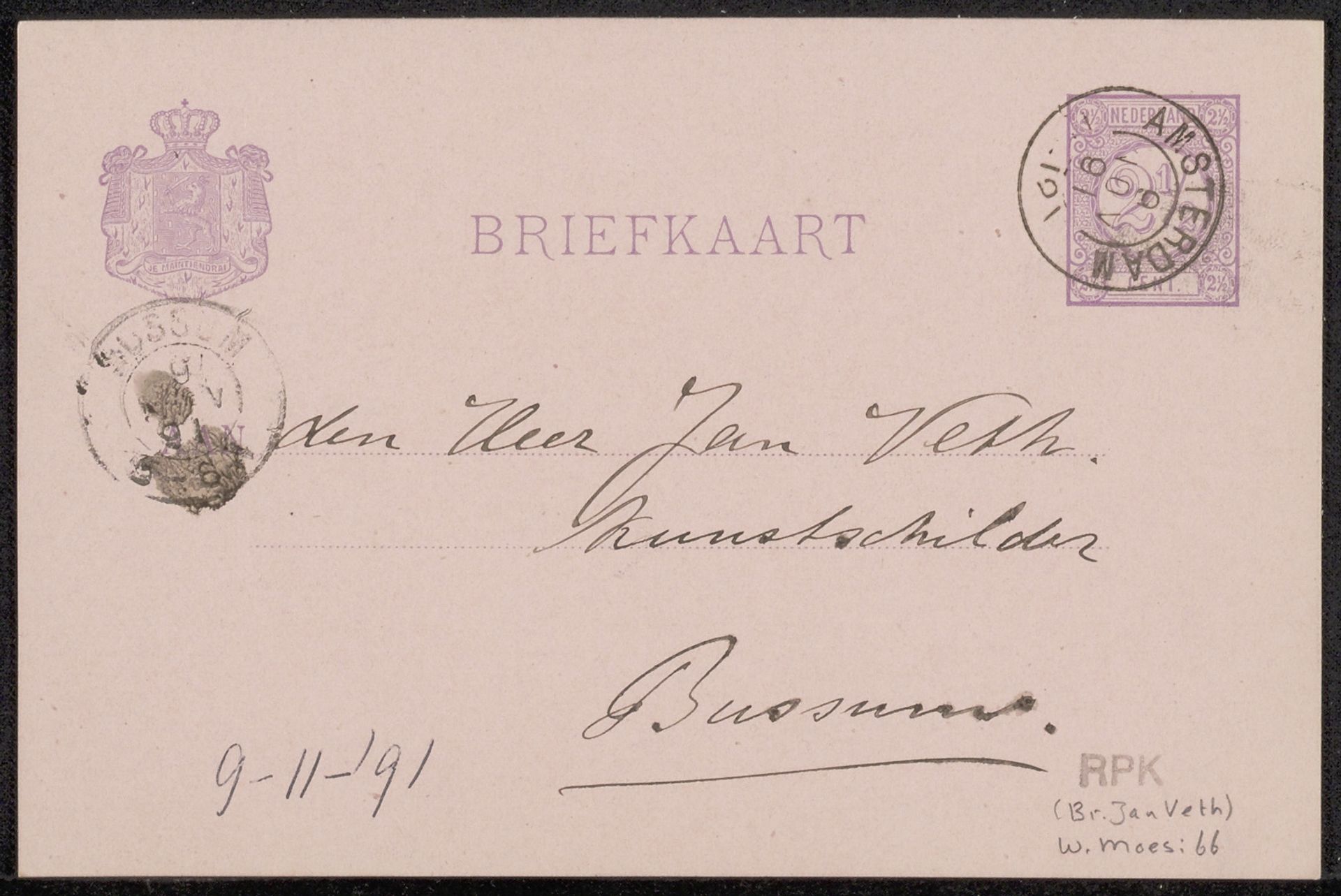 Briefkaart aan Jan Veth by Wally Moes