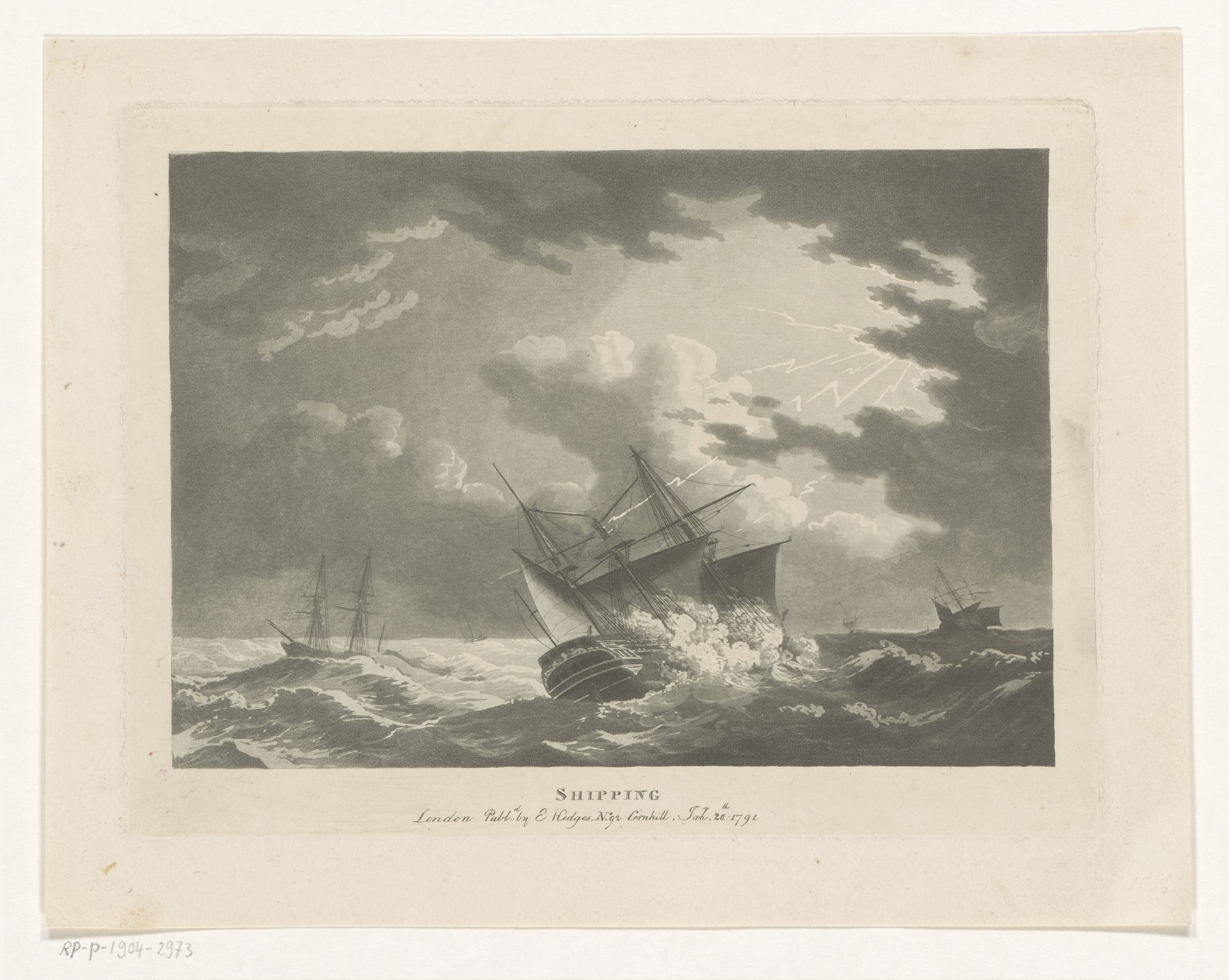 Schepen in een onweersbui op zee by Edward Hedges