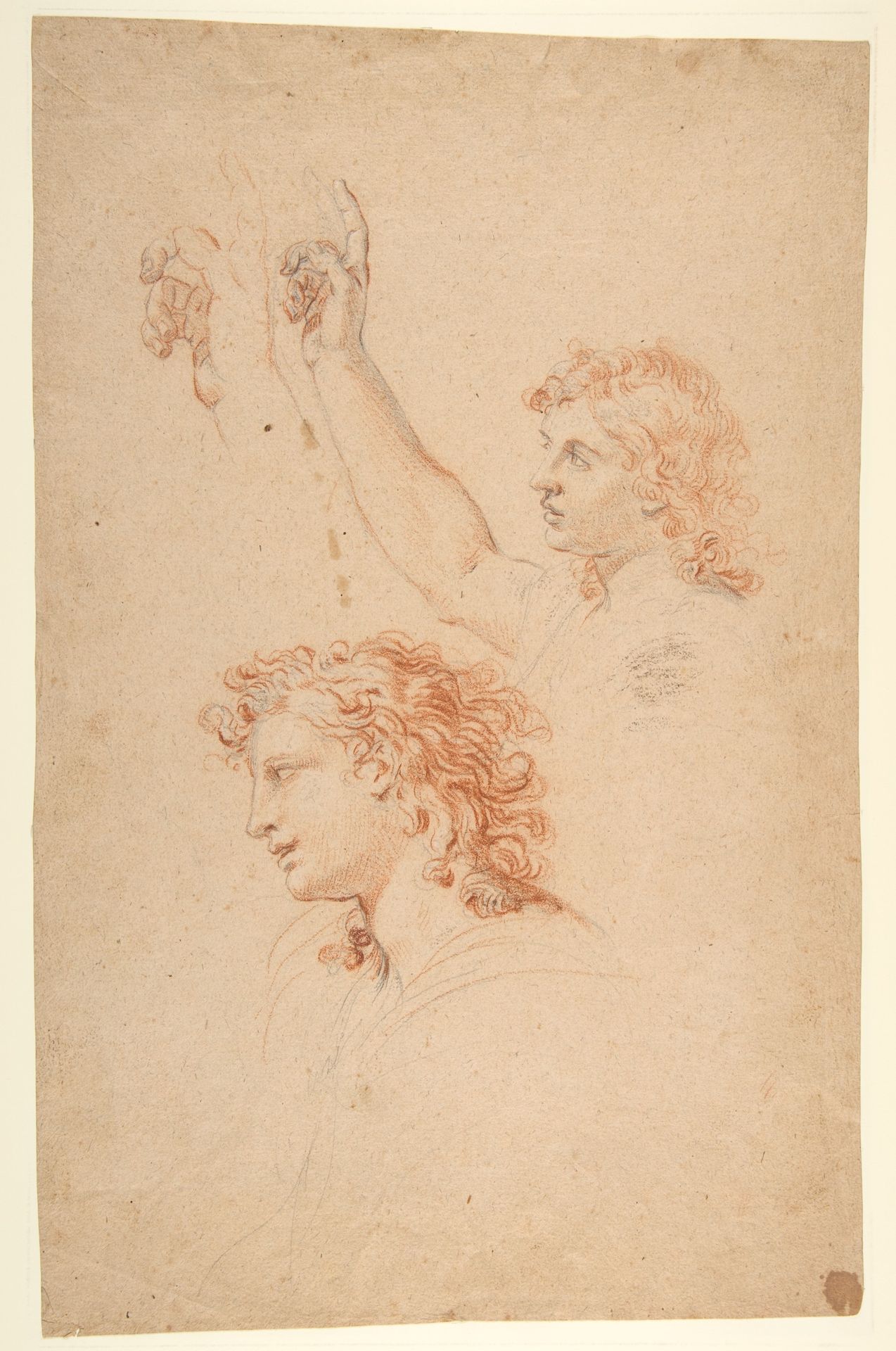 Studies for the Archangel Gabriel (recto and verso) by Nicolas Mignard