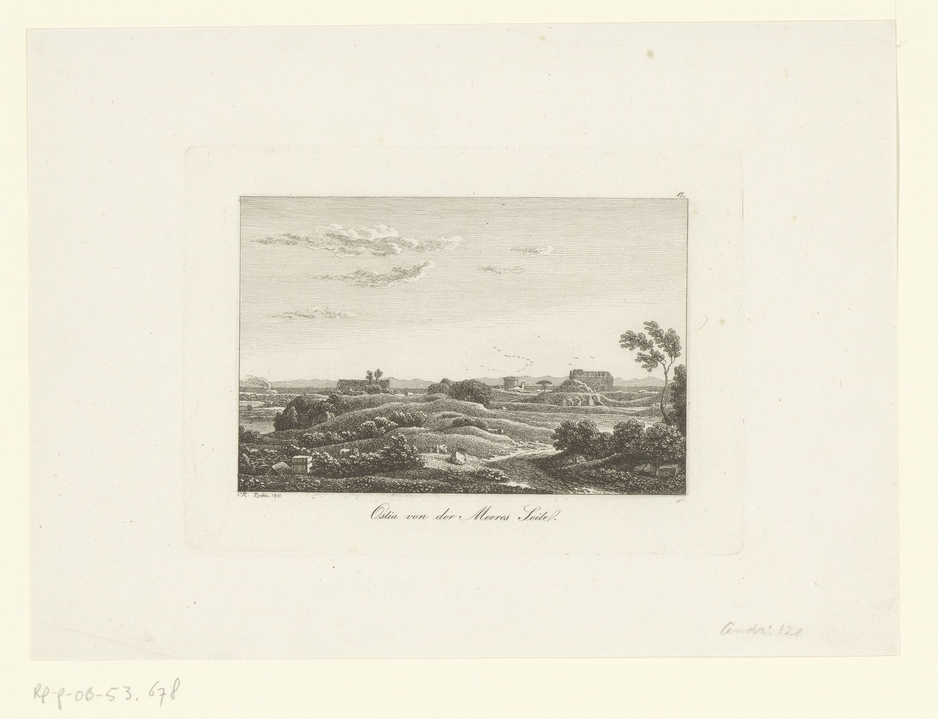 Gezicht op Ostia by Johann Christian Reinhart