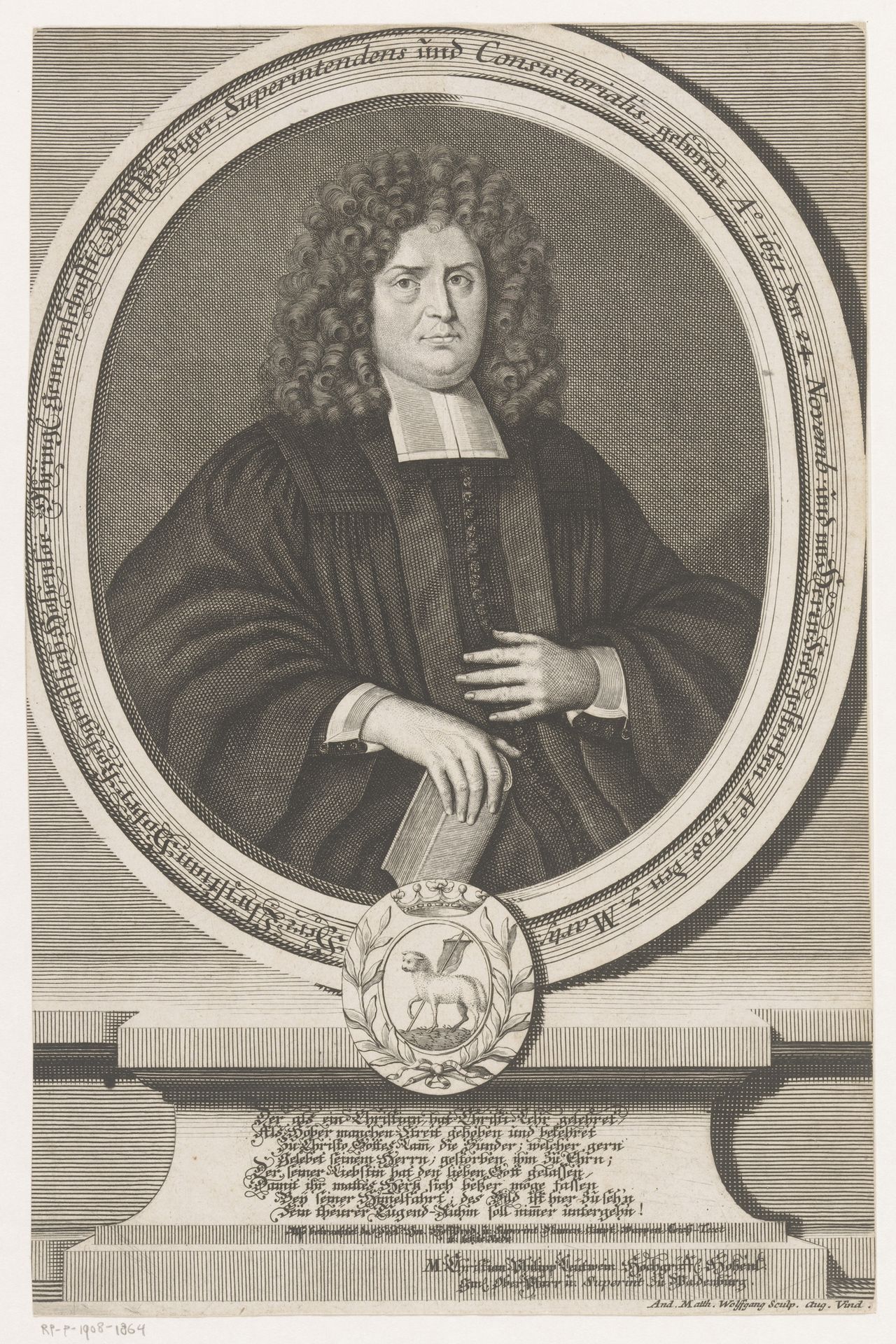 Portret van Christian Höber by Andreas Matthäus Wolfgang