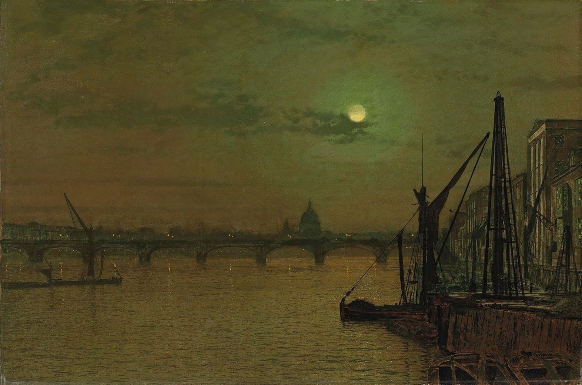Waterloo Bridge, London, looking east by John Atkinson Grimshaw