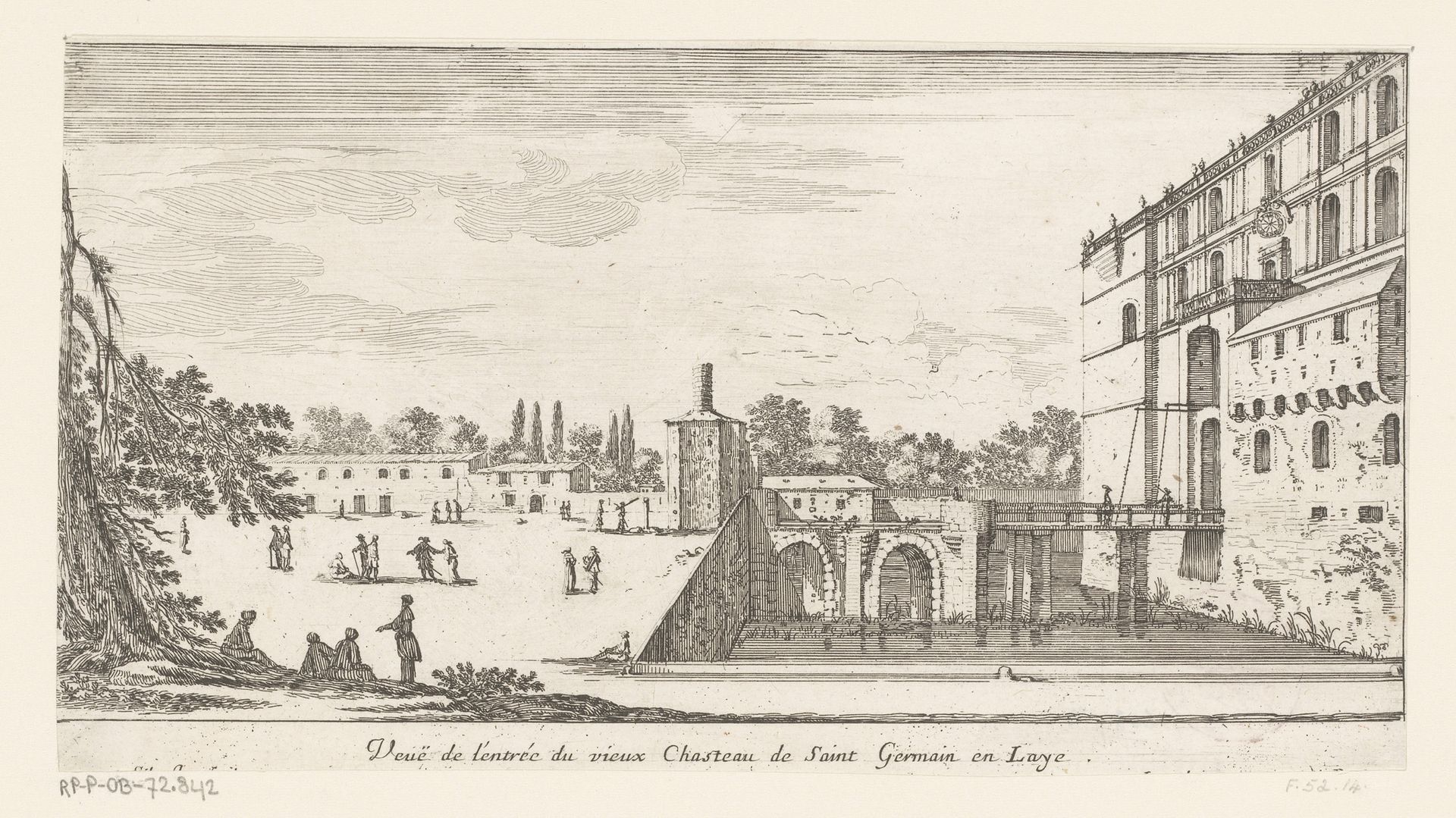 Gezicht op de toegang van het oude kasteel van Saint-Germain-en-Laye by Israel Silvestre