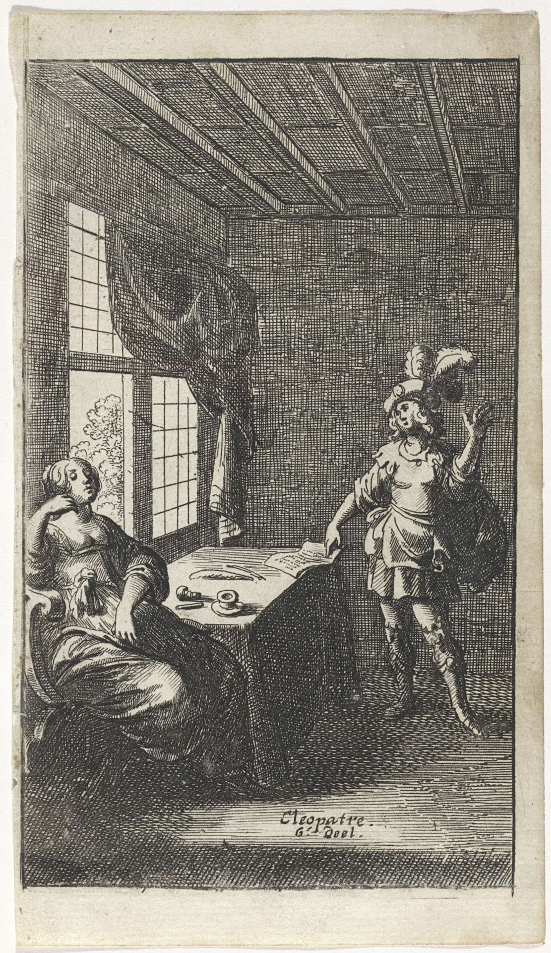 Man en vrouw bij een tafel by Abraham Dircksz. Santvoort
