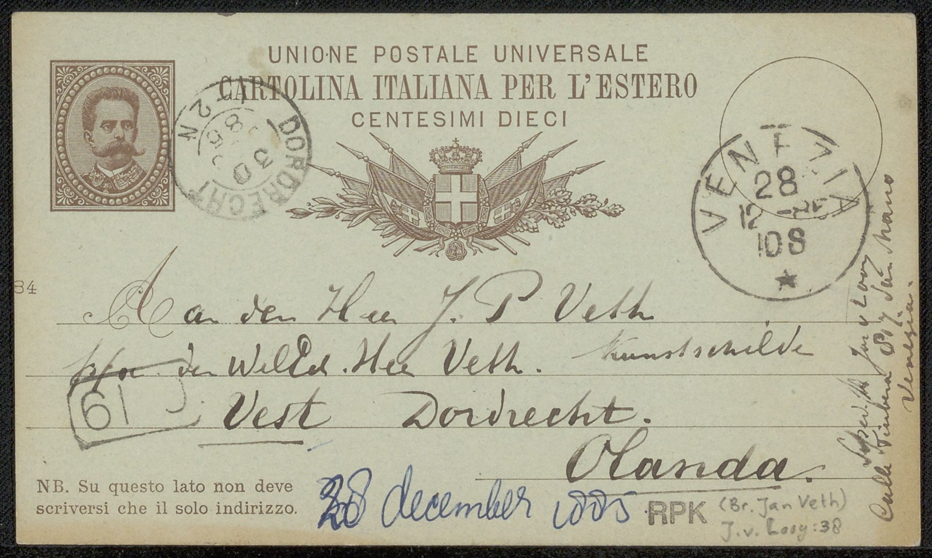 Briefkaart aan Jan Veth by Jac van Looij