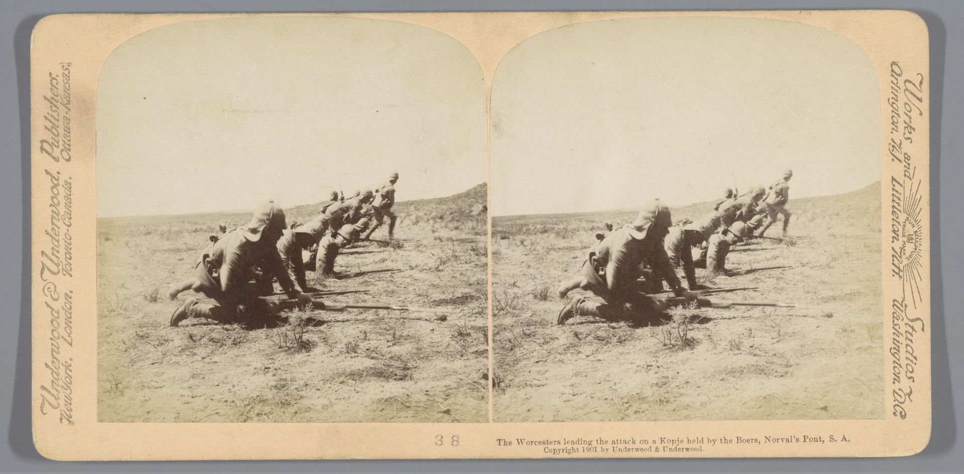 Voorstelling van soldaten die een aanval uitvoeren in Norvalspont, Zuid-Afrika by Anonymous