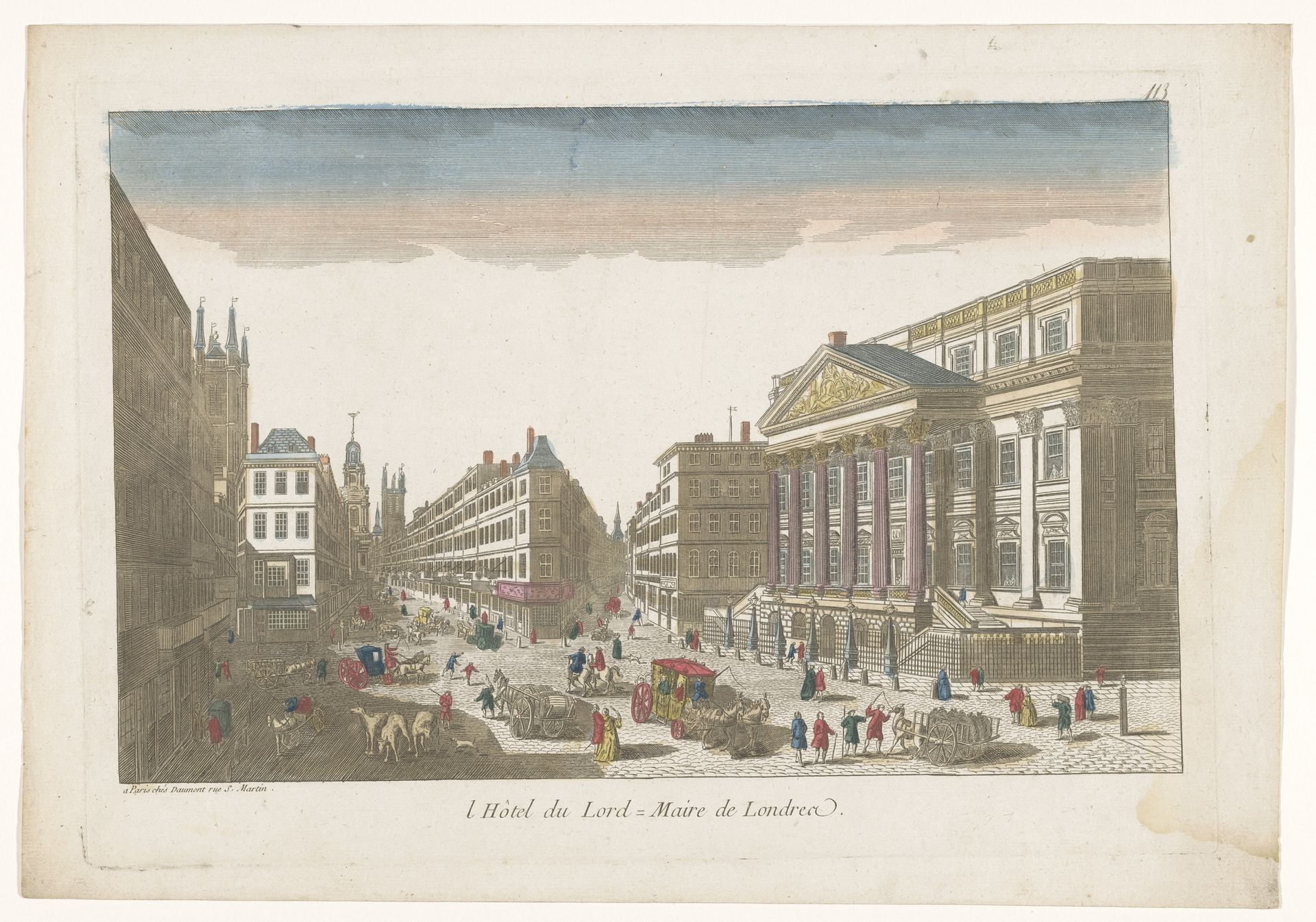 Gezicht op het Mansion House te Londen by Jean-François Daumont