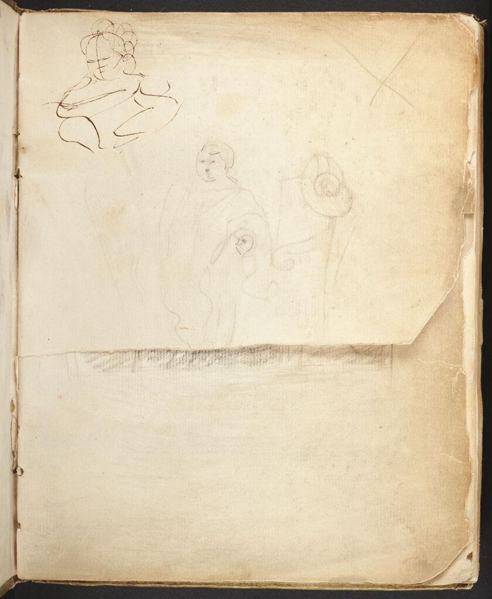 Blank page; verso: Figure; Sketch of Female Bust by Joshua Reynolds