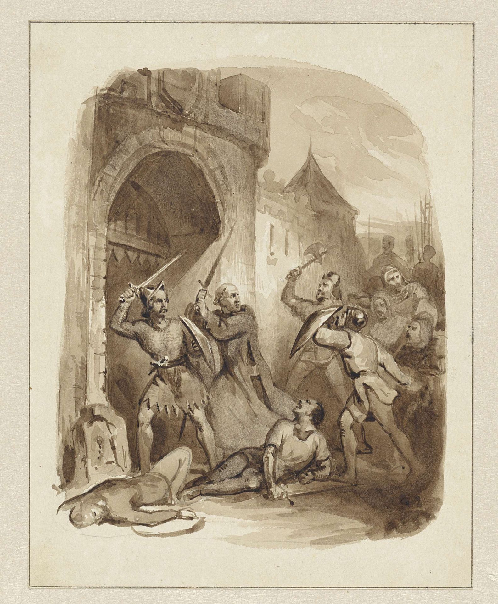 Priester Gerlach verdedigt Süsel tegen de Slavoniërs by Johann Wilhelm (I) Kaiser