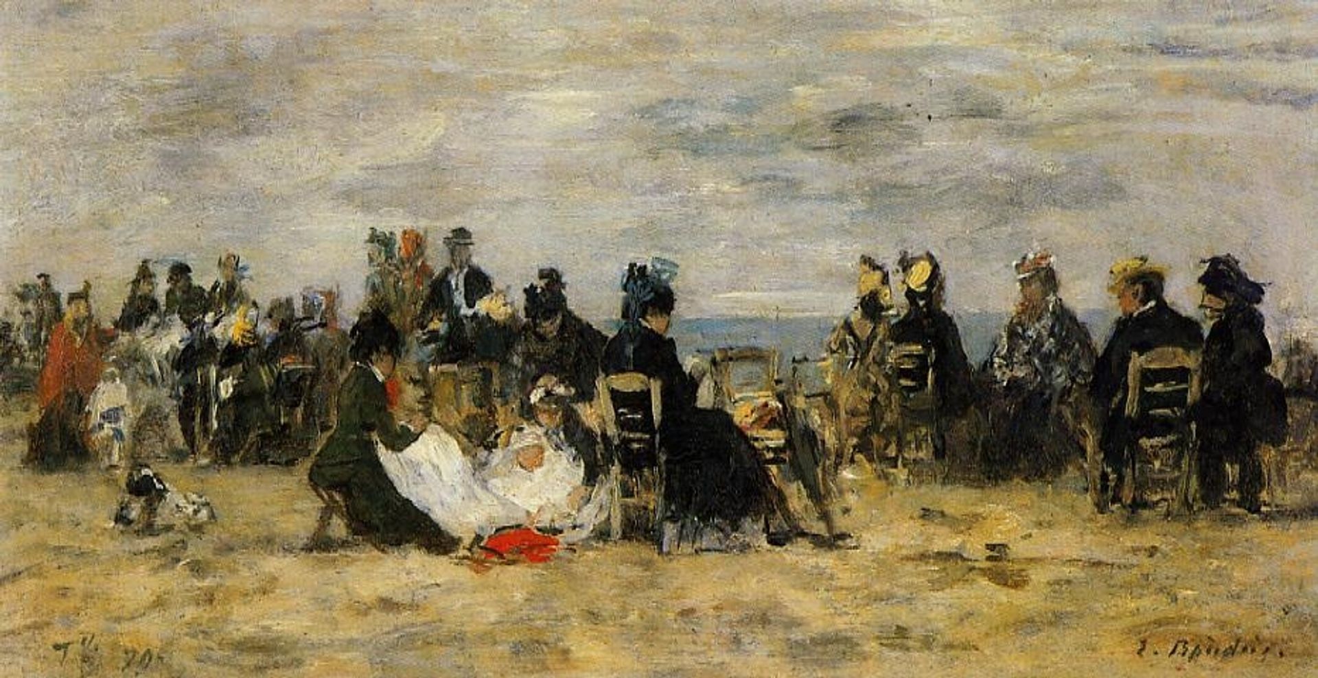 Beach Scene at Trouville by Eugène Boudin