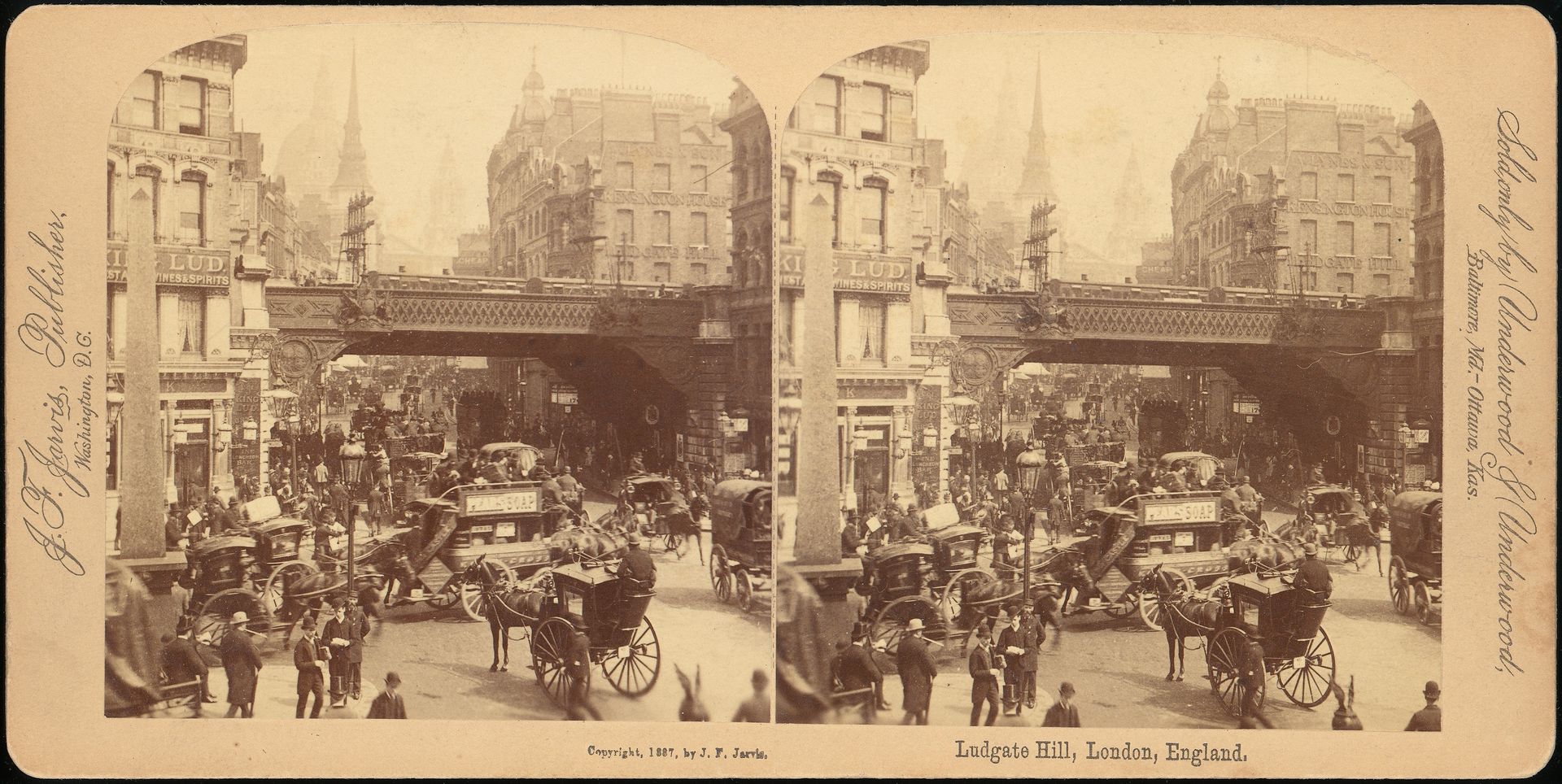[Group of 4 Stereograph Views of Ludgate Hill, London, England] by J. F. Jarvis