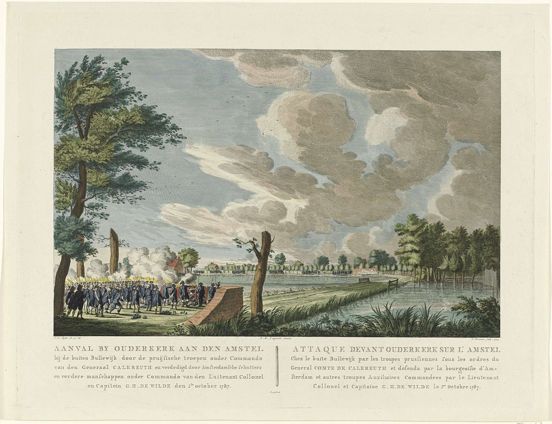 Aanval bij Ouderkerk aan de Amstel, 1787 by Cornelis Brouwer
