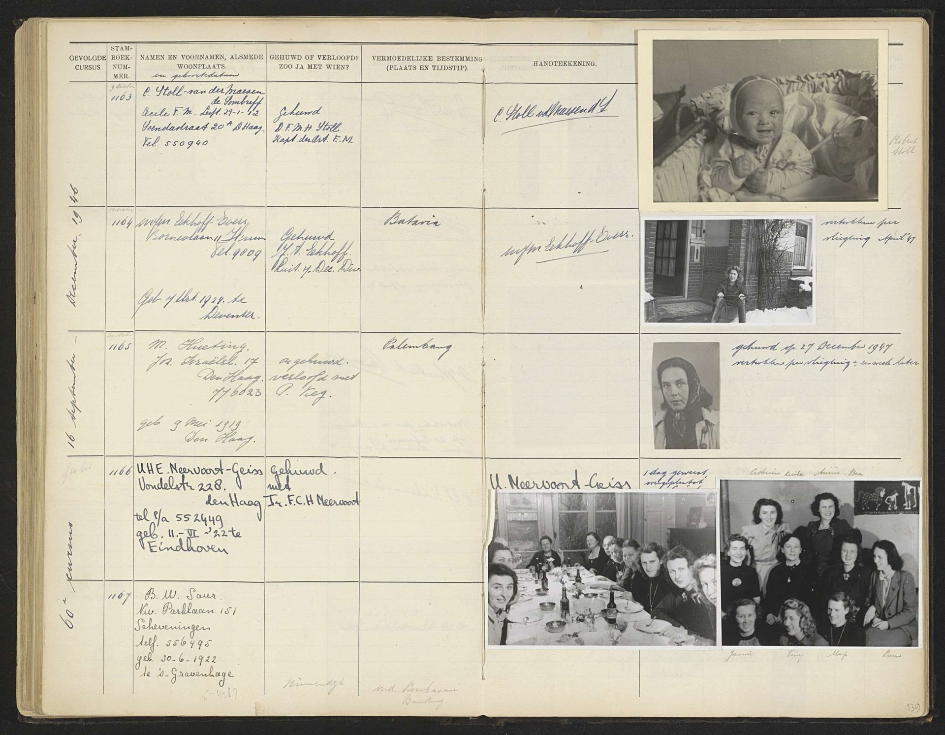 Blad 139 uit Stamboek van de leerlingen der Koloniale School voor Meisjes en Vrouwen te 's-Gravenhage deel II (1930-1949) by Anonymous