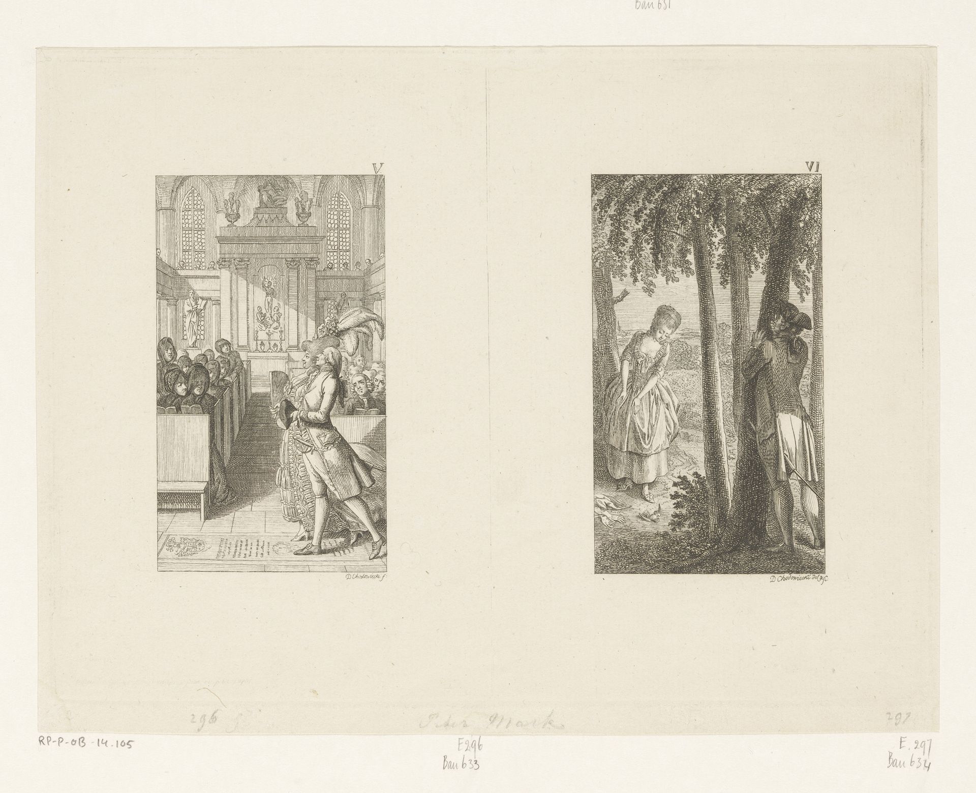 Peter Marks met zijn vijfde en zesde vrouw by Daniel Nikolaus Chodowiecki