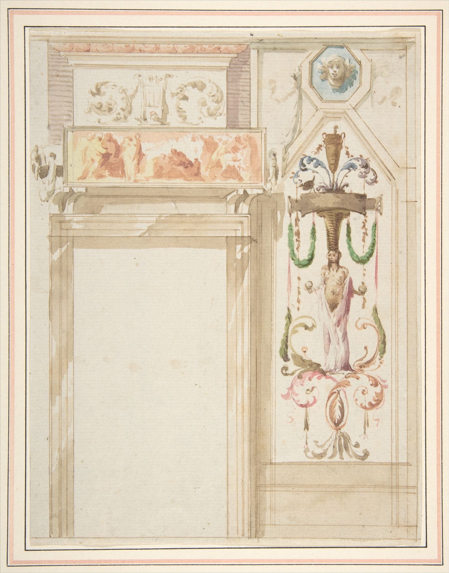 Design for a Wall Decorated with Grotesque by Giuseppe Bernardino Bison