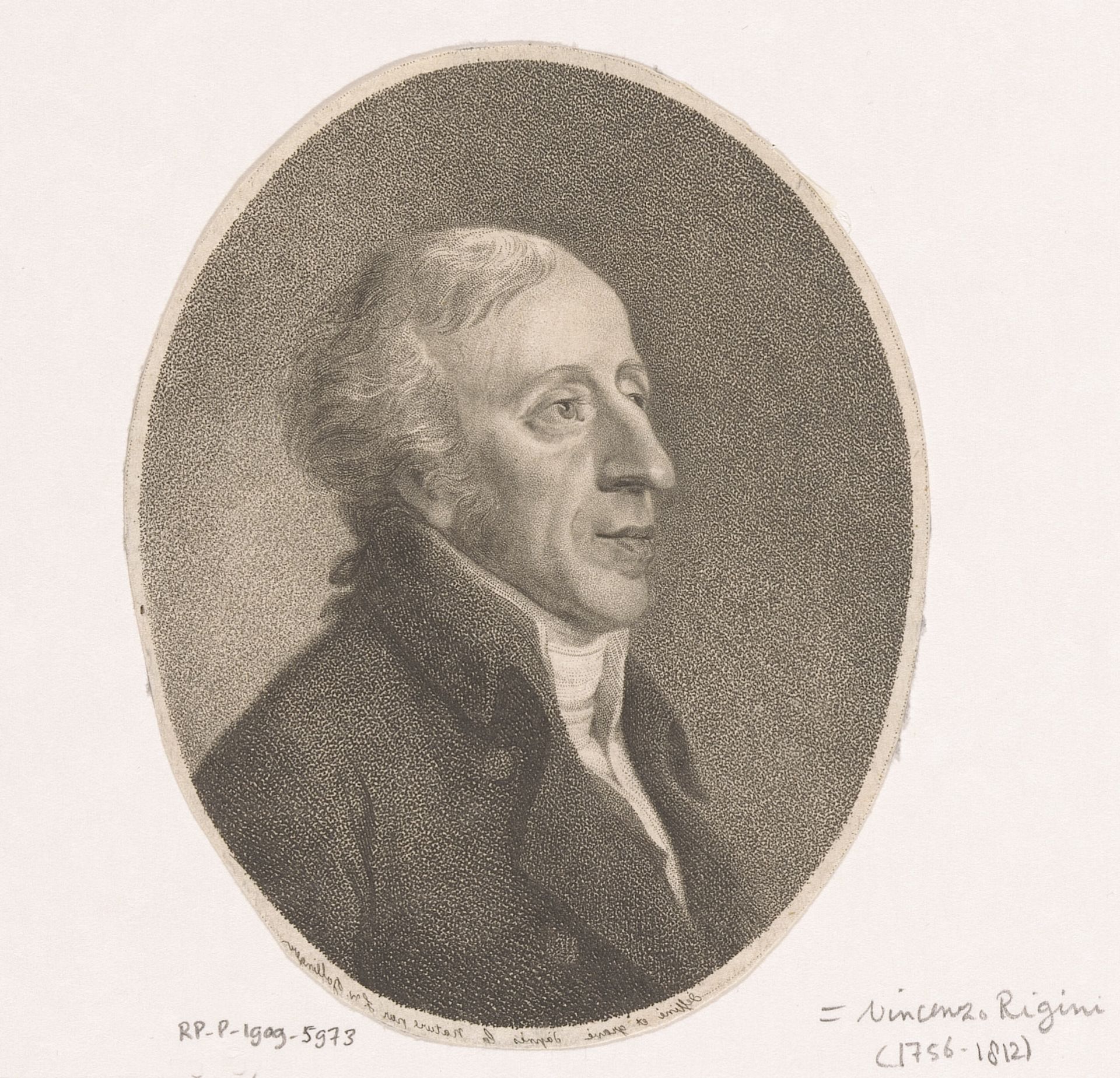 Portret van Vincenzo Rigini by Friedrich Wilhelm Bollinger