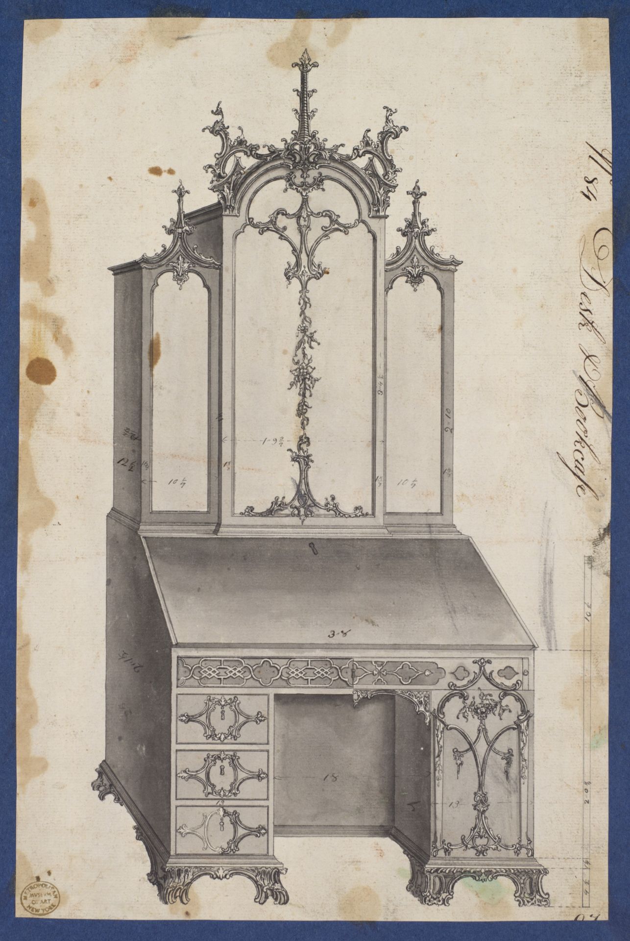 Desk and Bookcase, from Chippendale Drawings, Vol. II by Thomas Chippendale