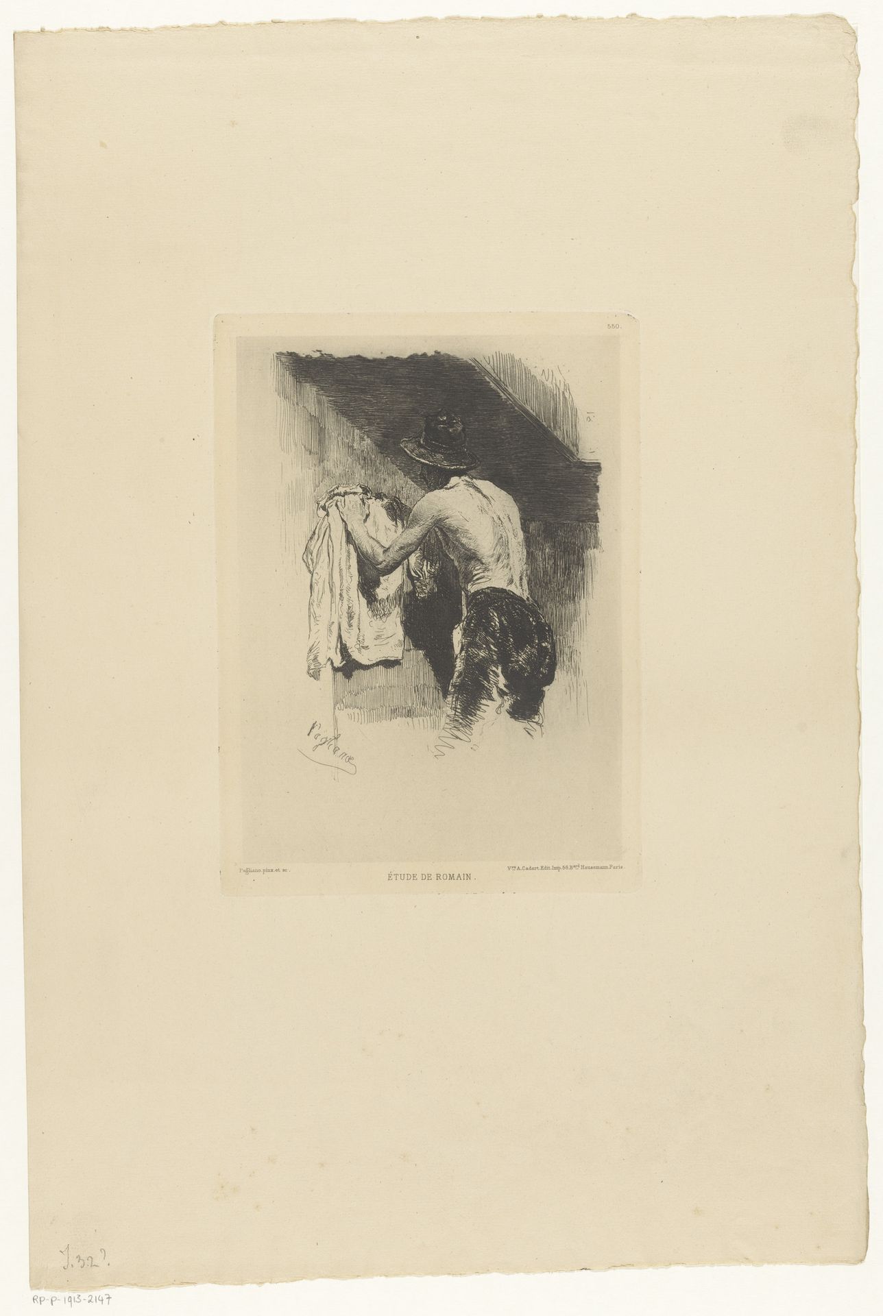 Man met hoed en ontbloot bovenlichaam by Eleuterio Pagliano