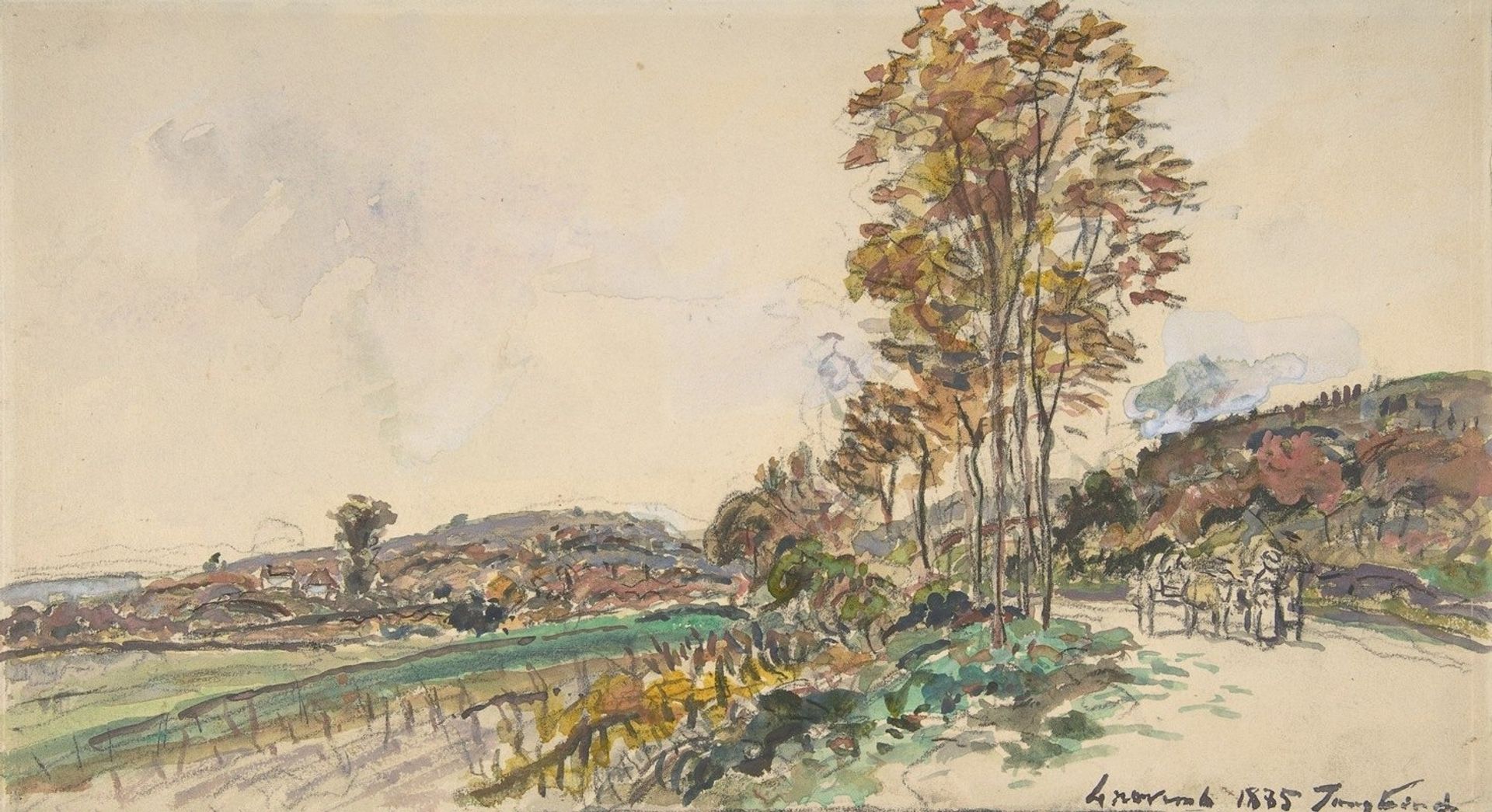 Road near La Côte-Saint-André by Johan Barthold Jongkind