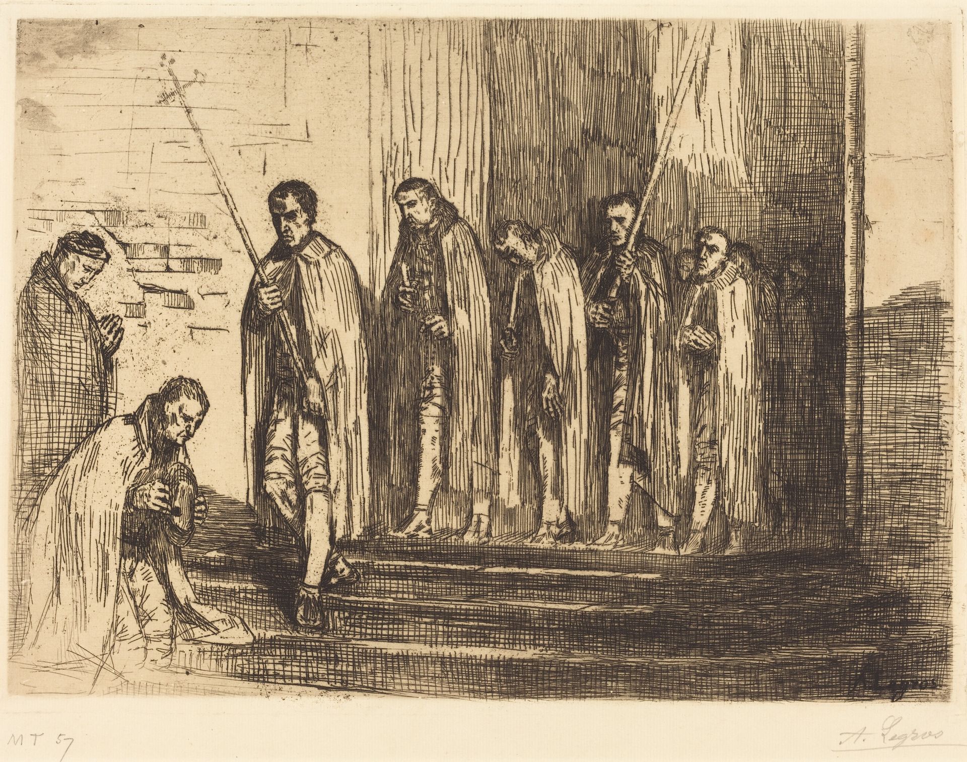 Procession Leaving a Church (La sortie de la procession) by Alphonse Legros